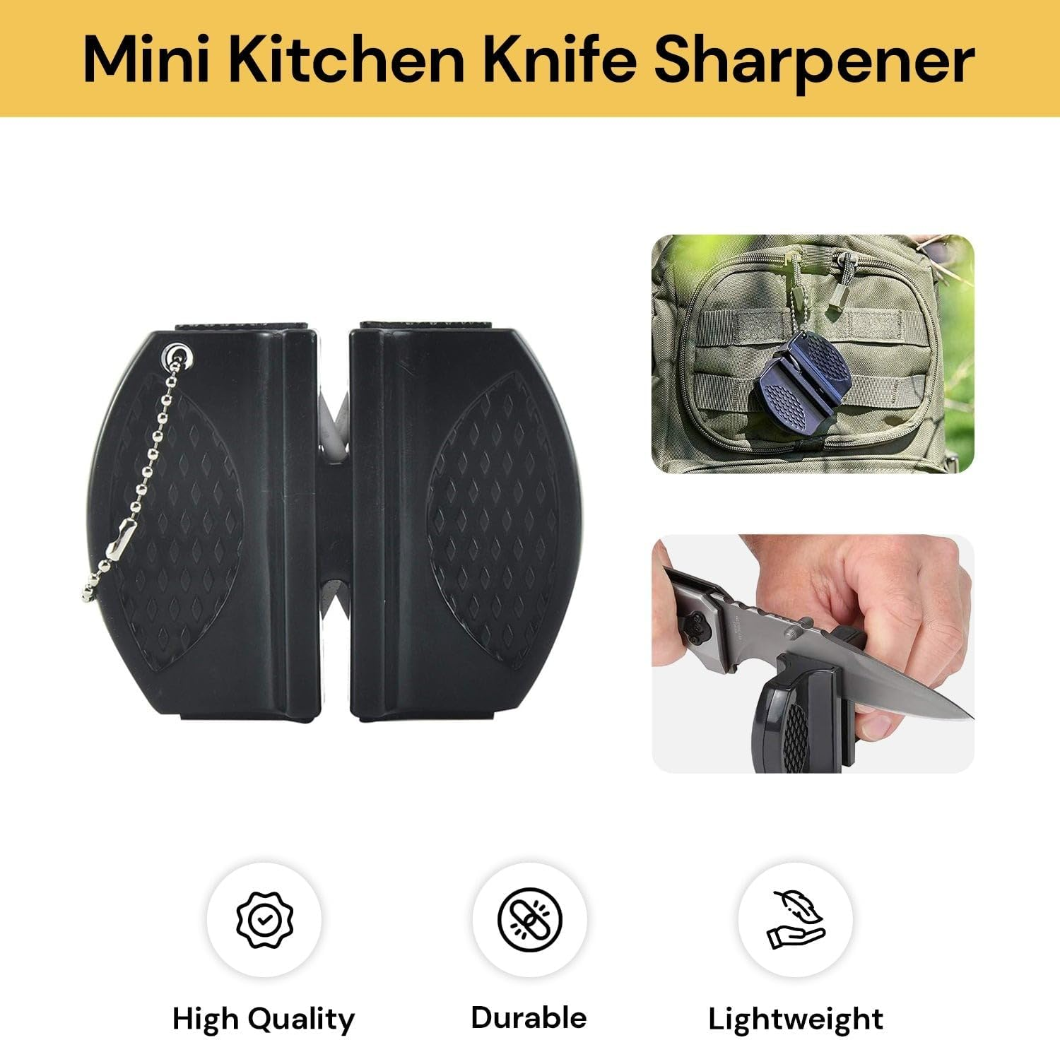 EZONEDEAL Pocket Knife Sharpener - Portable Mini Kitchen Knife Sharpener, Pocket Knife Sharpening Tool for Mountaineering Camping image number 3