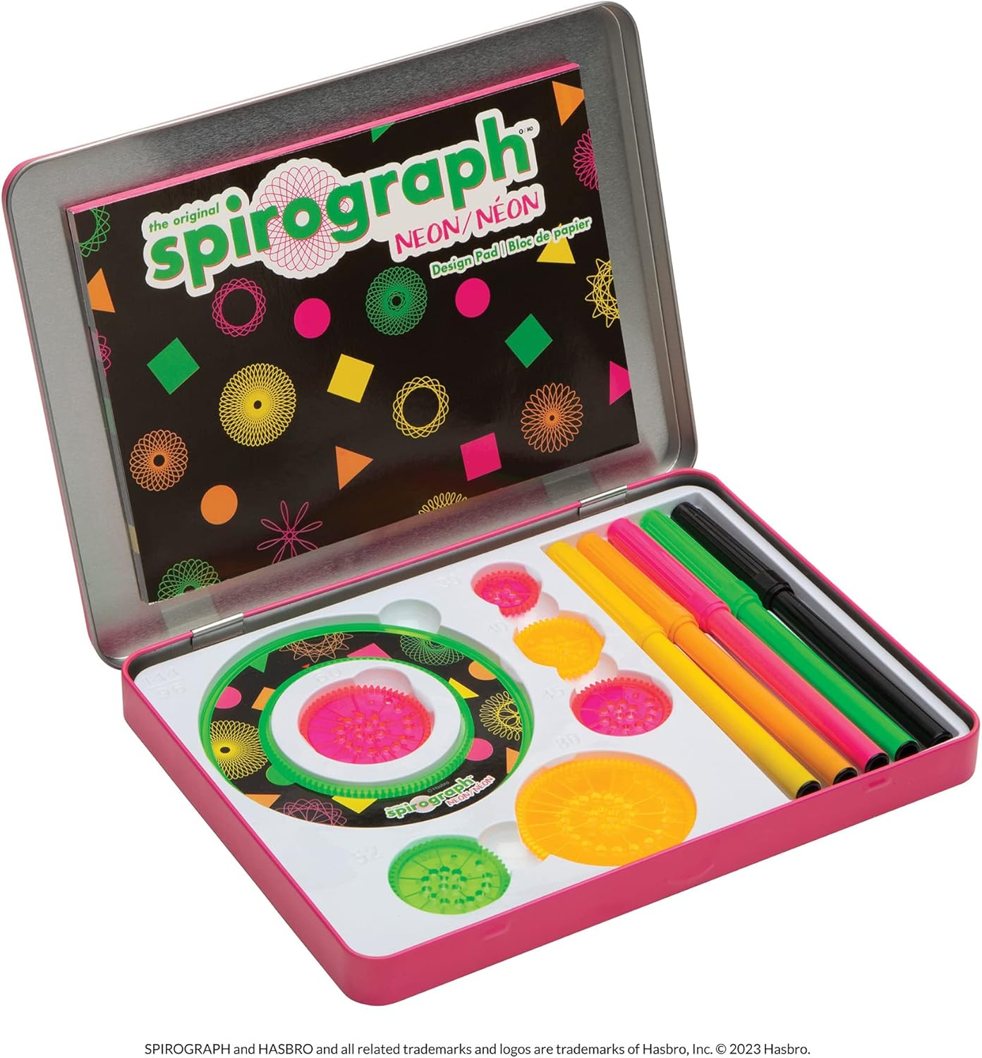 MJM Australia Spirograph Neon Tin 38-Pieces Kit image number 1