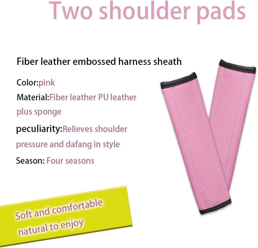 XINLIYA 2PCS Car Seat Belt Cover, Soft Shoulder Strap Covers Harness Pads, Safety Leather Seatbelt Comfort Driving Cushion Protect Your Neck and Shoulder Universal for Car, Truck, SUV (Pink) - Black image number 6