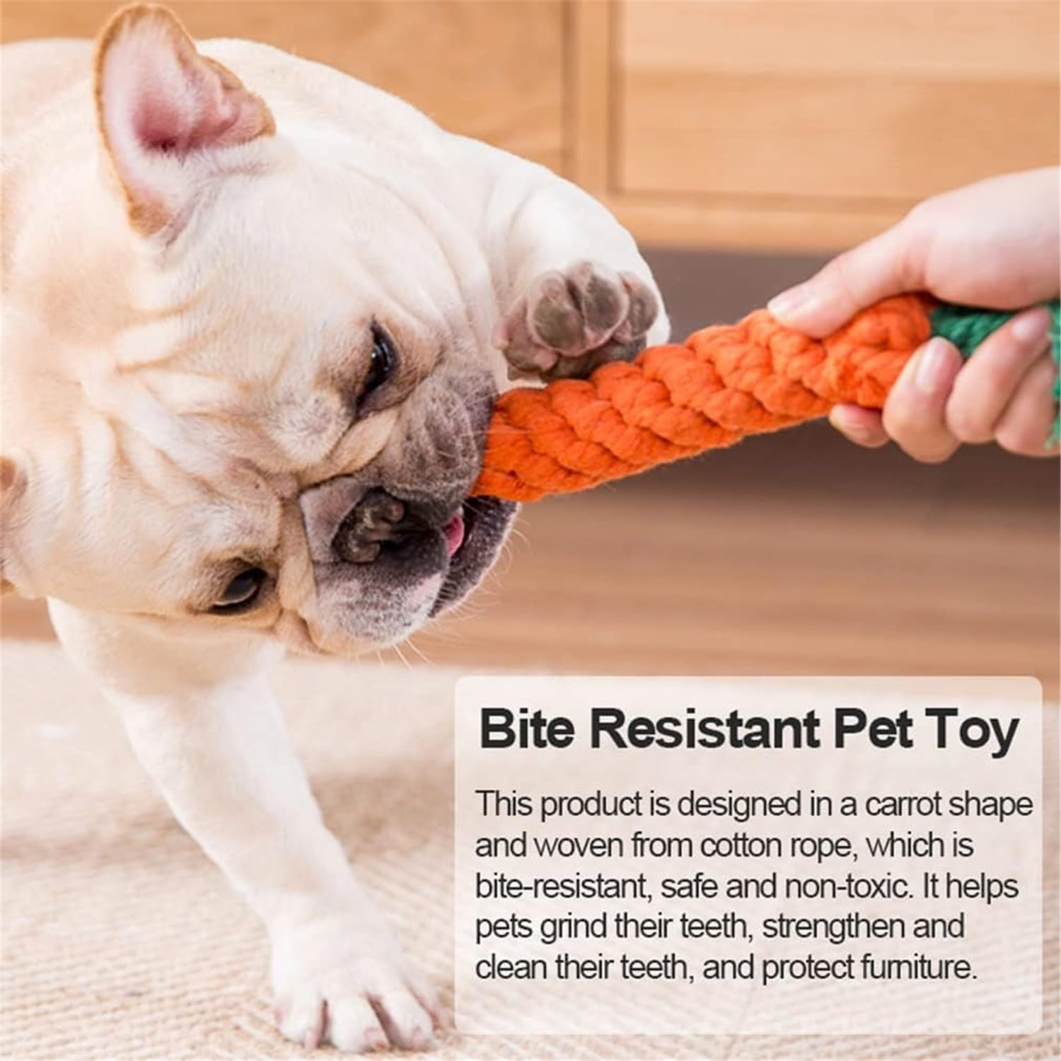 Puppy Chew Toy,Hamster Cat Dog Toys Carrot Pet Rope Chew Toys Pet Teeth Cleaning Chewing Biting Dog Toys Teething Molar Accessory (Carrot) image number 1