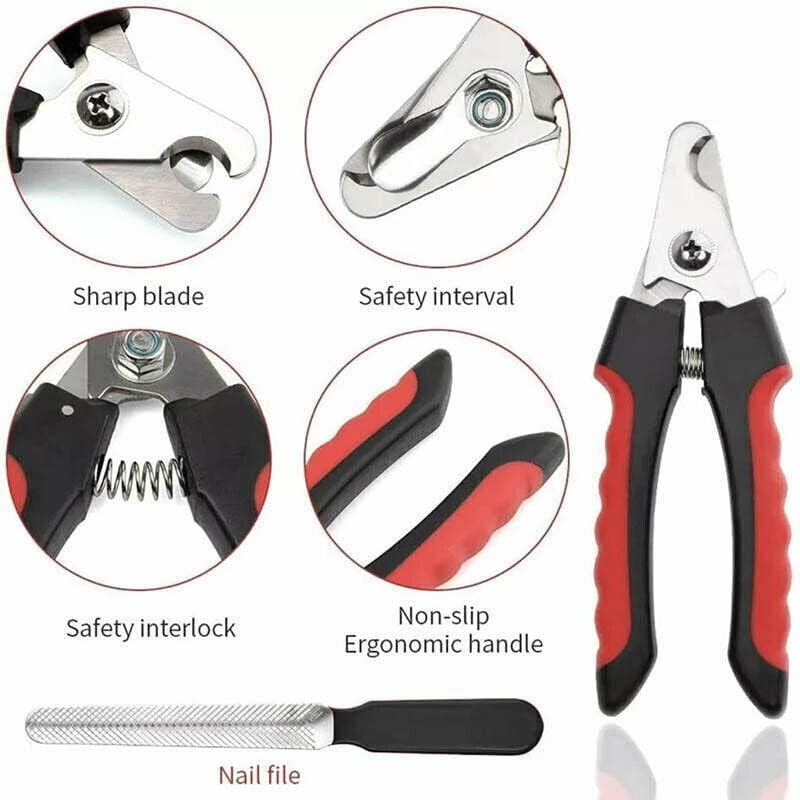 AIMALL Pet Dog & Cat Nail Clippers with Nail File &ndash; Professional Toe Trimmer Clipper Grooming Tool, 6.3&rdquo; Clipper & 5.5&rdquo; Nail File, Safe & Easy Grooming for Pets image number 6