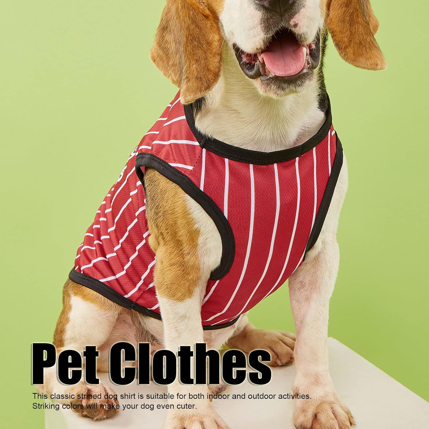 Pet Vertical Stripes Vest, Classic Loose Prevent Sunburn Avoid Hair Loss Dog Shirts, Pet Printed Clothes Dog Outfit Soft Dog Sweatshirt Pet Clothes for Pet Dogs Cats (S) image number 6