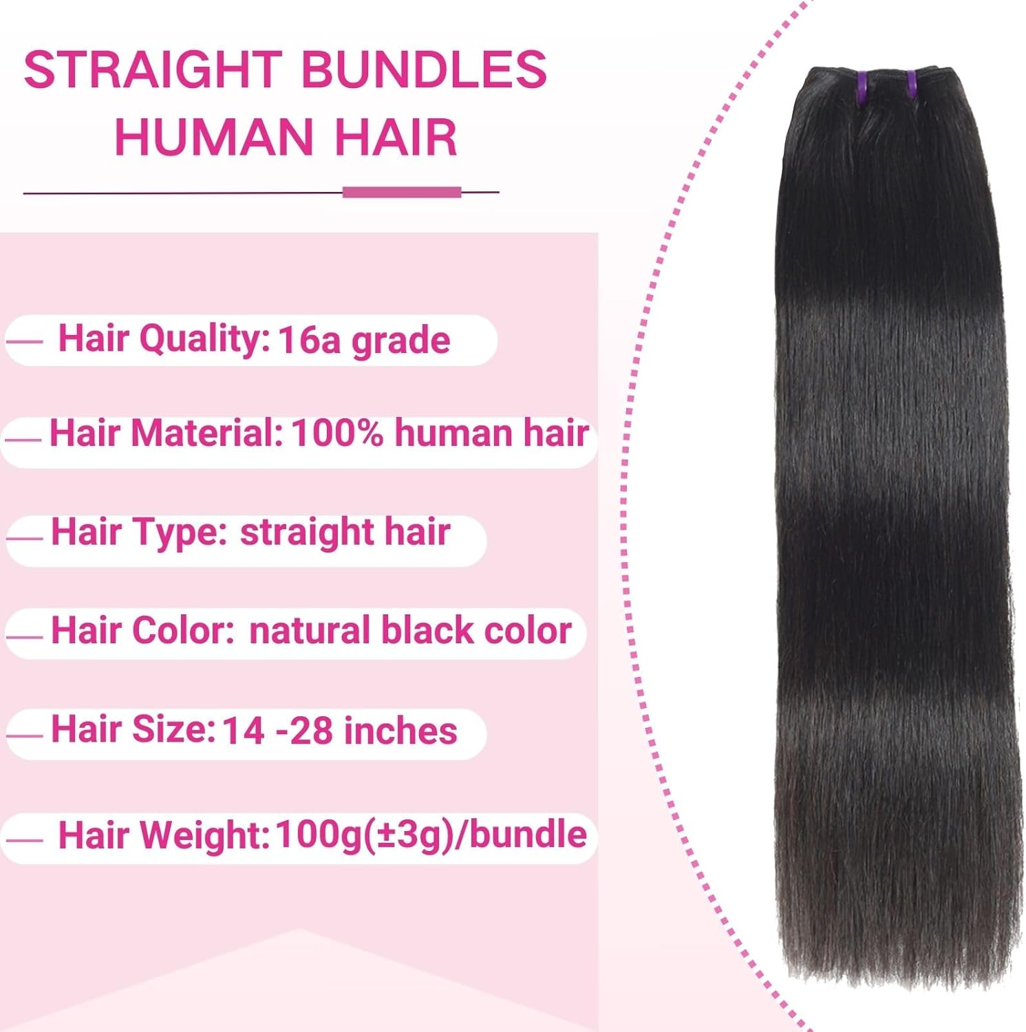 Beauty Queen 16A Brazilian Straight Bundles Human Hair (20 22 24 Inch) 100% Unprocessed Straight Human Hair Bundles Quick Weave Hair 3 Bundles Thick Remy Virgin Hair Extensions Natural Color image number 5