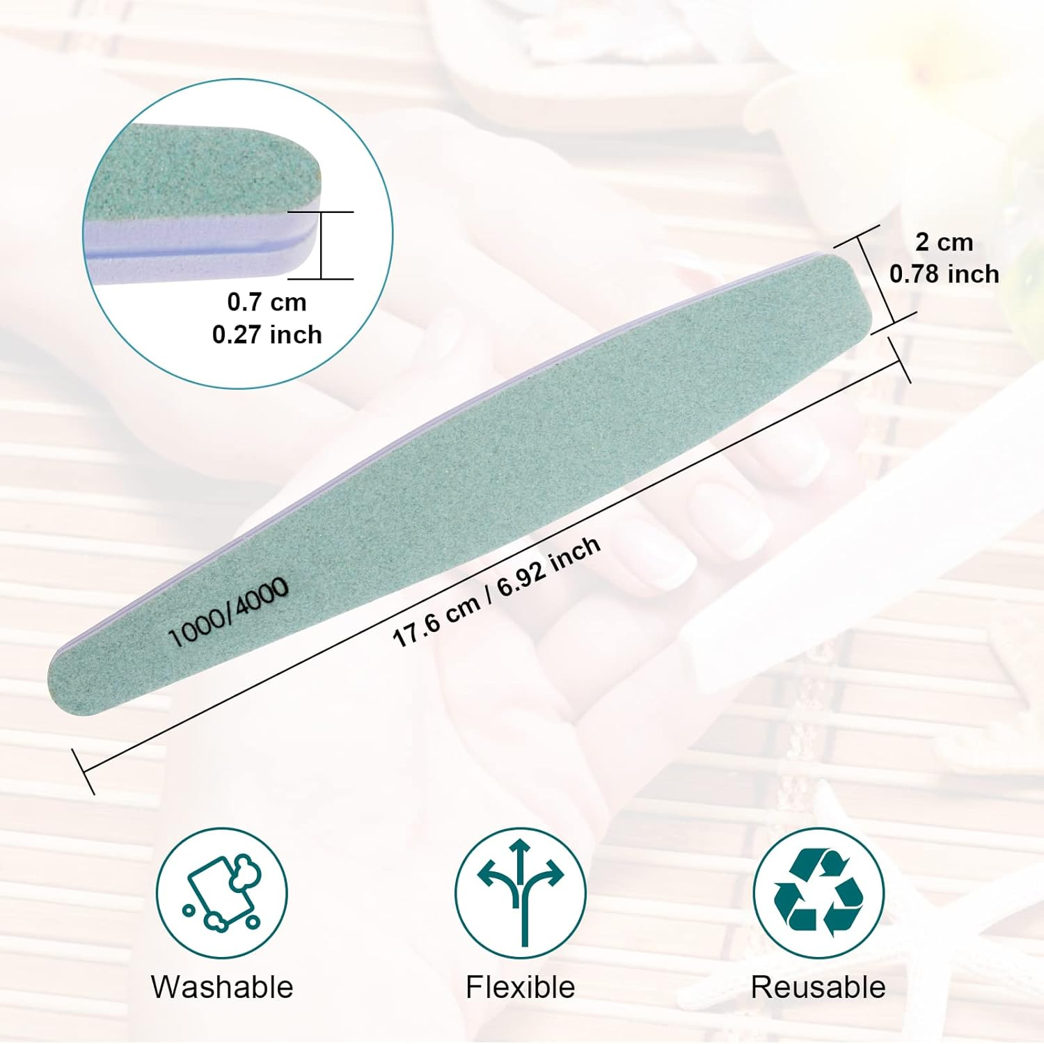 Diesisa 15Pcs 1000/4000 Grit Nail Files for Natural Nails, Emery Boards for Natural Files, Double-Sided Nail Buffering Manicure Pedicure Nail Supplies Tools for Toenail Fingernail for Home & Salon image number 6