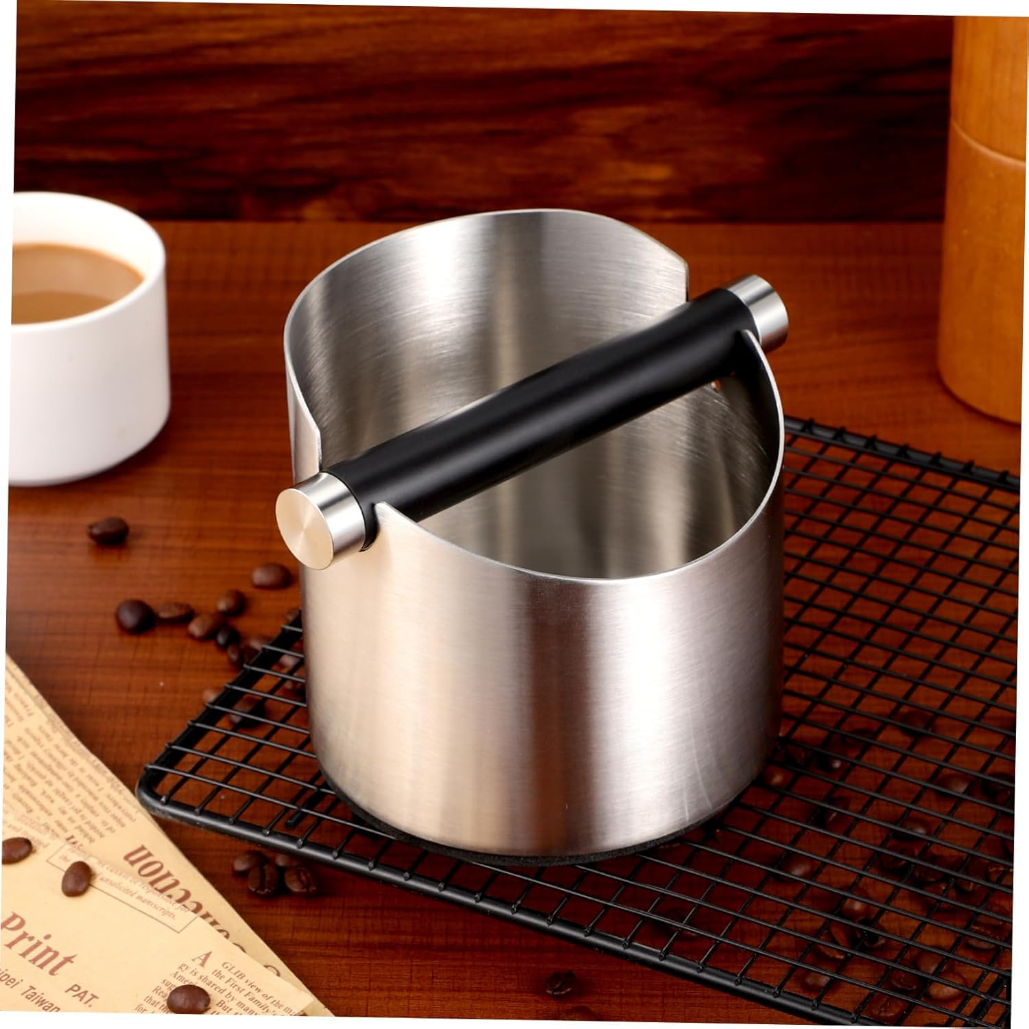 ARTSEWPLY Stainless Steel Coffee Knock Bin with Non-Slip Base Espresso Grounds Container for Home Bar Coffee Shop Heat Resistant Semi-Automatic Machine Accessory image number 2