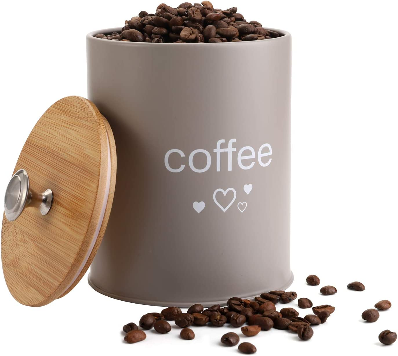 Fasmov Set of 3 Kitchen Canister Set, Coffee, Sugar, and Tea Storage Container Jars with Bamboo Lids for Storing Sugar, Coffee and Tea, Gray image number 3