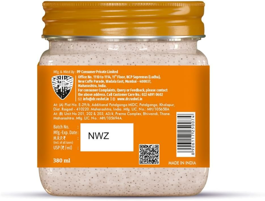 DR.RASHEL Orange Scrub for Face & Body (380 Ml) | All Skin |Cleanser Scrub for Deep Exfoliation | Dead Skin Remover Scrub | Tan Removal | Blackhead Remover Scrub