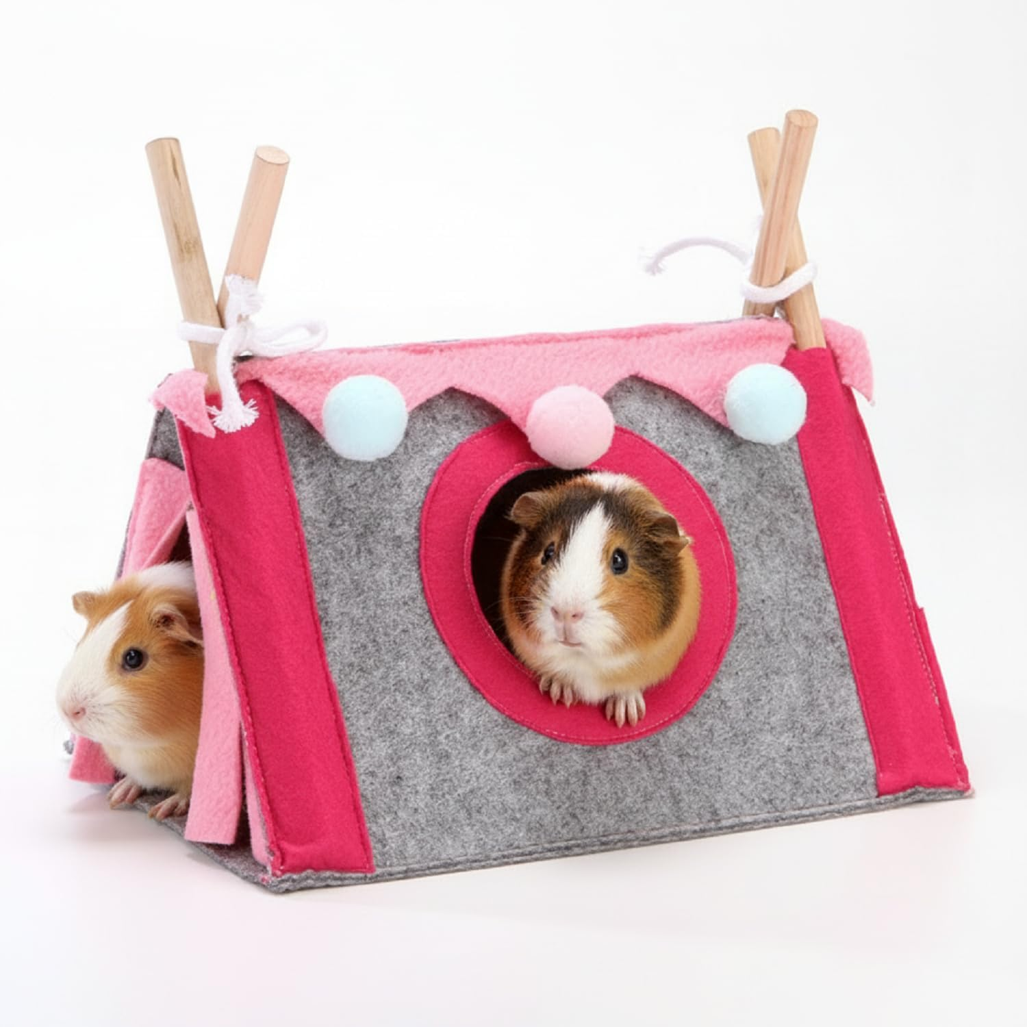 Guinea Pig Hideout Hamster Tent Set, Washable Hideaway Beds Hamster House Hut Nest for Small Pet Animal, Simple Installation, No Metal Fences, Suitable for Rabbits, Ferrets, and Chinchillas (Green)