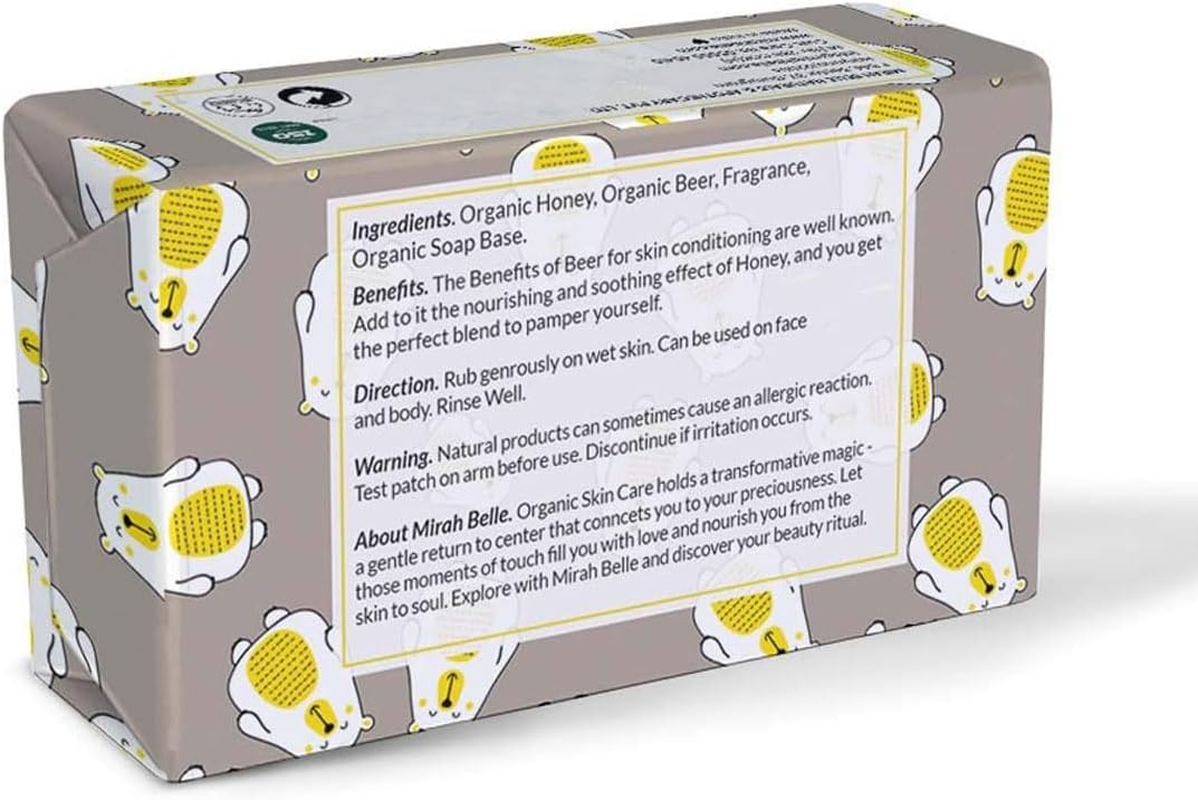 Mirah Belle - Organic Honey Beer Soap Bar - (Pack of 3-125 Gms) - Helps Soften Skin - Face and Body Soap for Men and Women - Vegan, Cruelty Free and Handmade Soap - 375 Gms image number 1