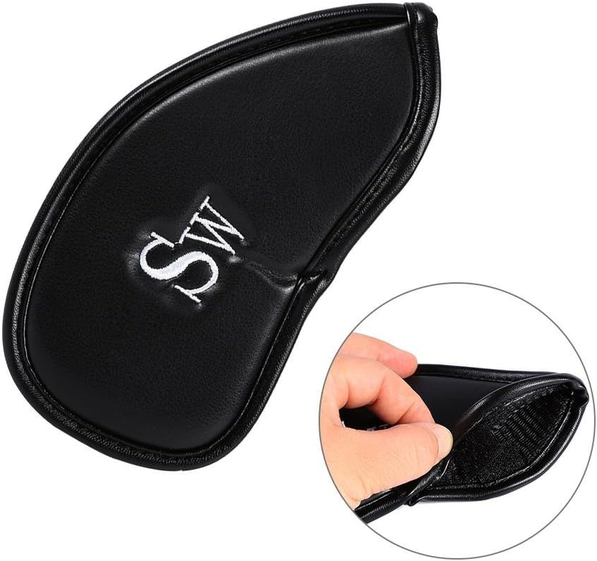12Pcs Golf Club Head Cover, Leather with Sponge Lining Protective Headcover Golf Club Iron Head Covers Set image number 2