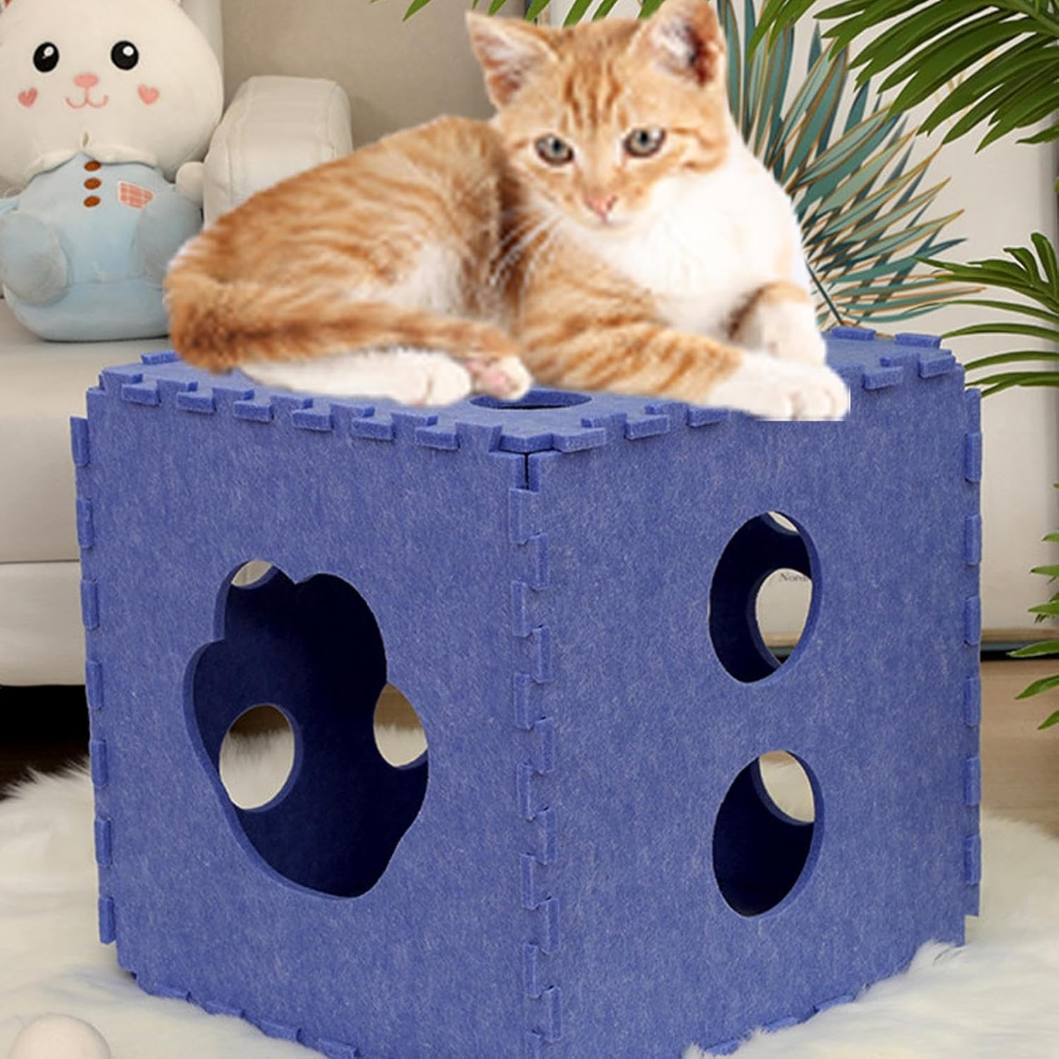 Cat House - Breathable Puzzle Shape Cat Bed Cave,Cat Hideaway, Indoor Cat Cube, Washable Scratching Board for Puppy & Kitten under 11-22 Pounds image number 2