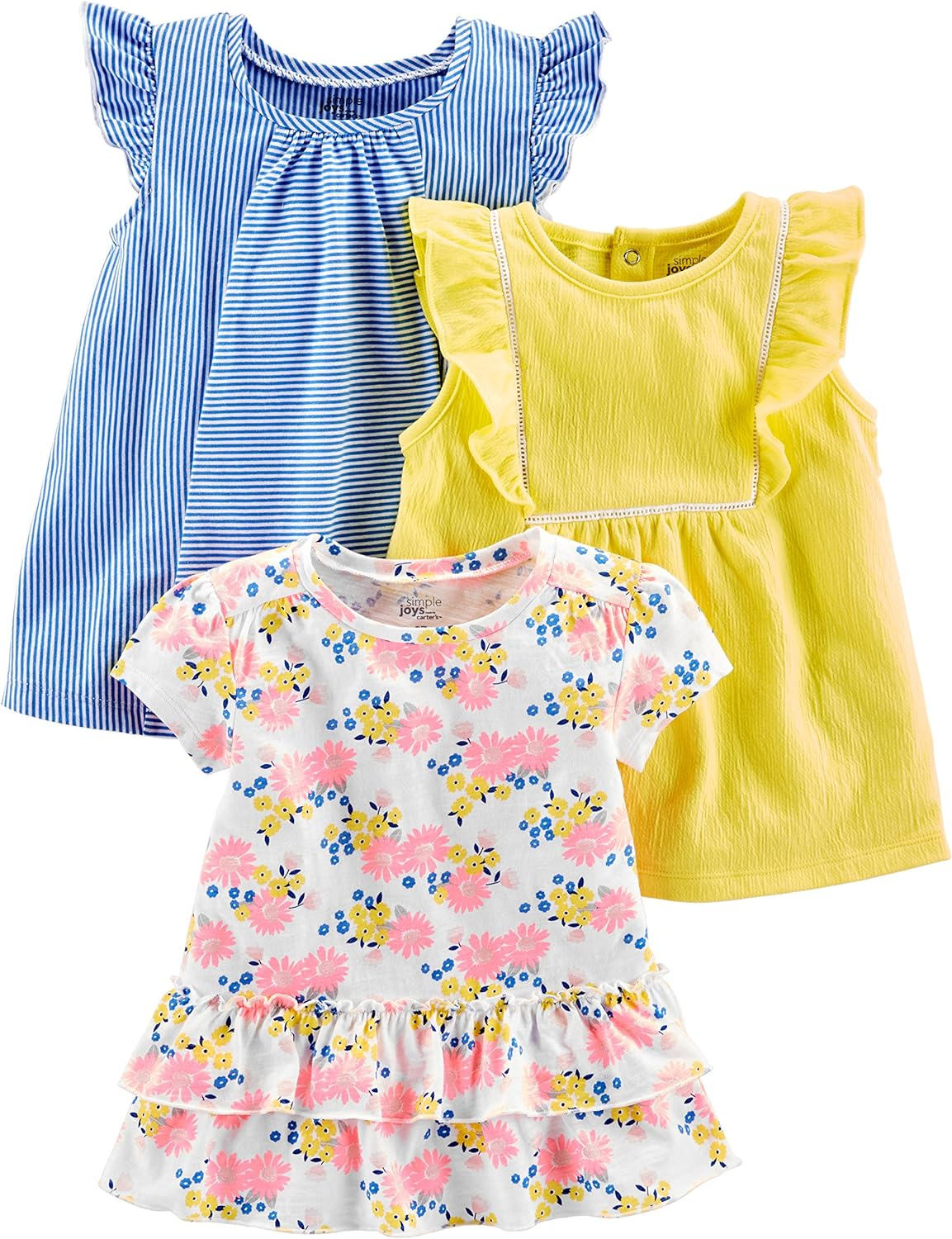 Simple Joys by Carter'S Girls' Short-Sleeve Shirts and Tops, Pack of 3