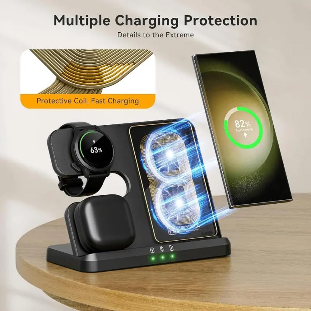 Ledlabs 3-In-1 Wireless Charging Station for Samsung &ndash; 15W Fast Charger Stand/Dock for Galaxy S24/S23 Ultra, Watch 7/6, Buds Pro/Live image number 1