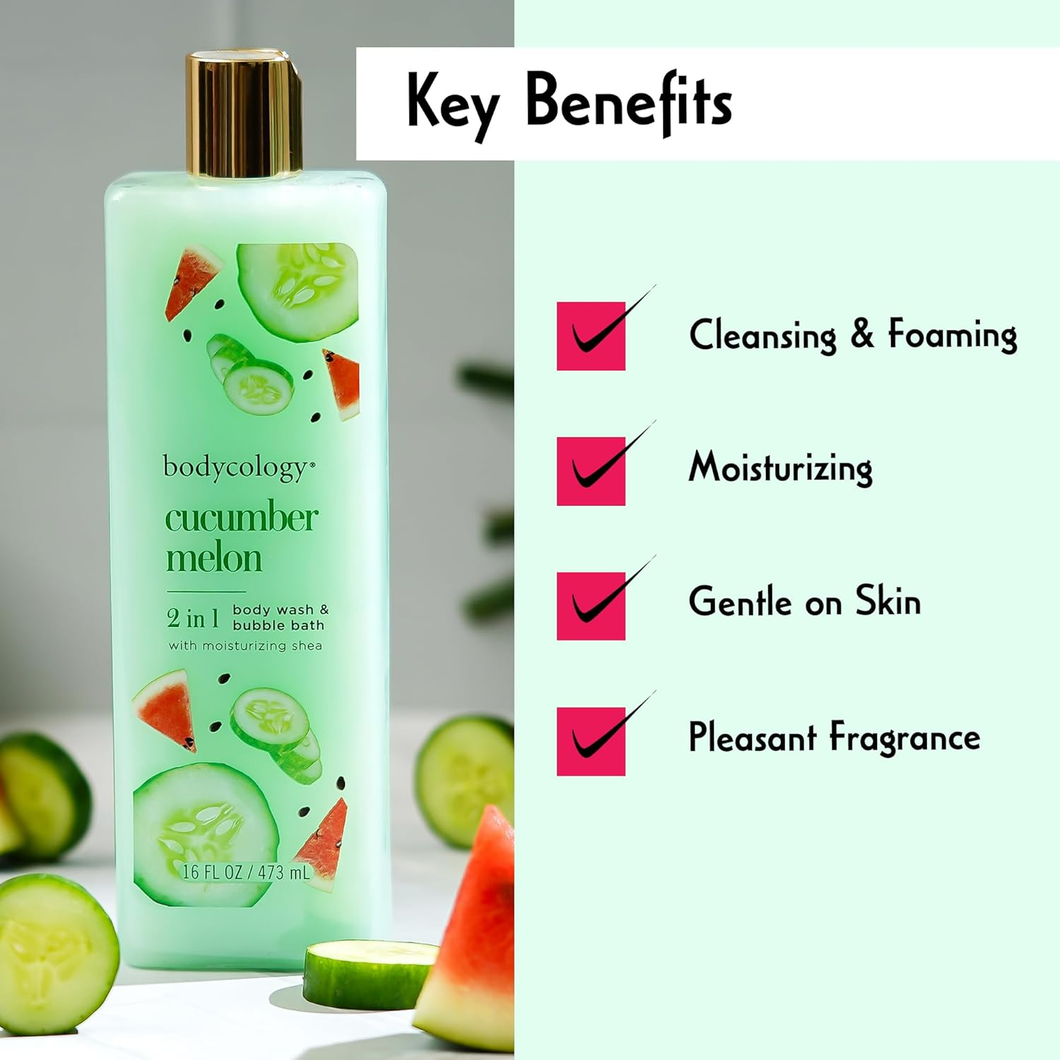 Bodycology Cucumber Melon for Women 16 Oz Body Wash image number 1