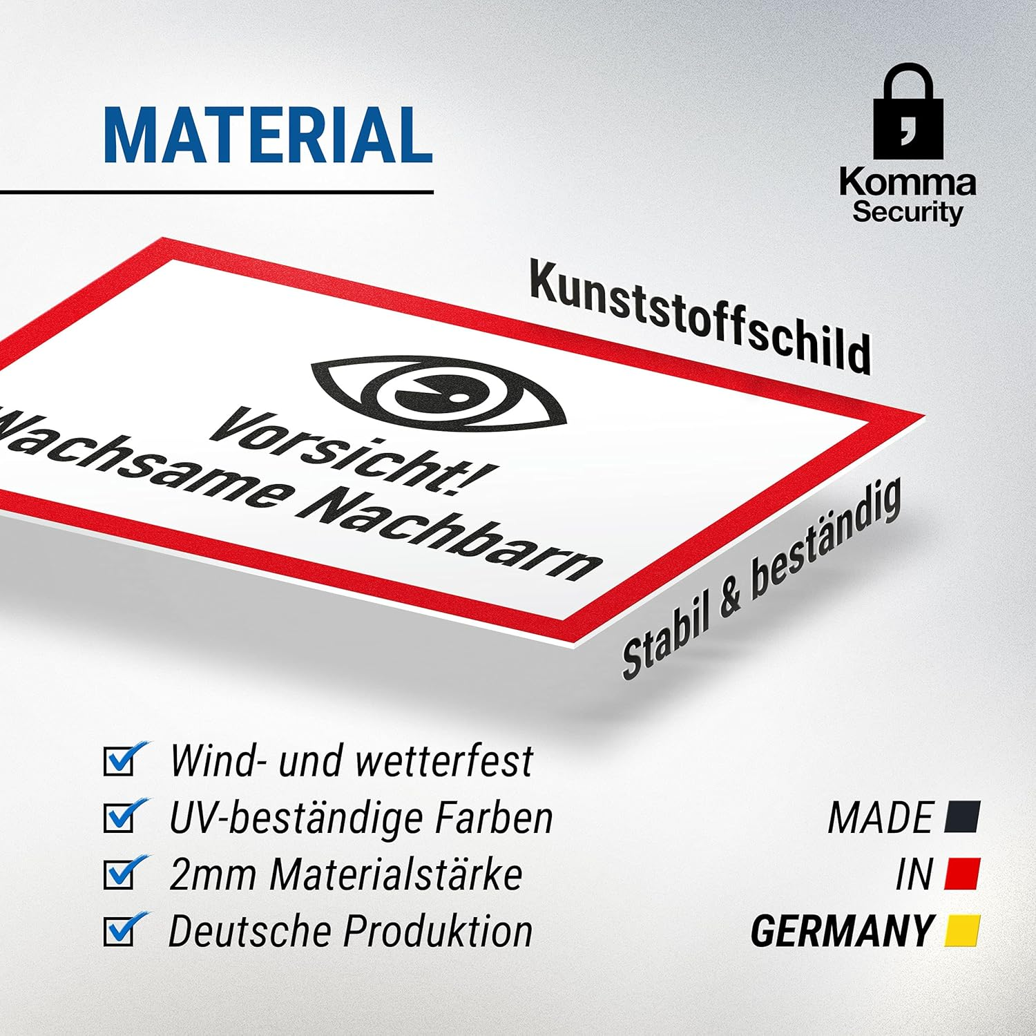 Komma Security Plastic Sign - Supplementary Video Surveillance - Notice Sign Neighborhood - Notice Warning Note image number 3