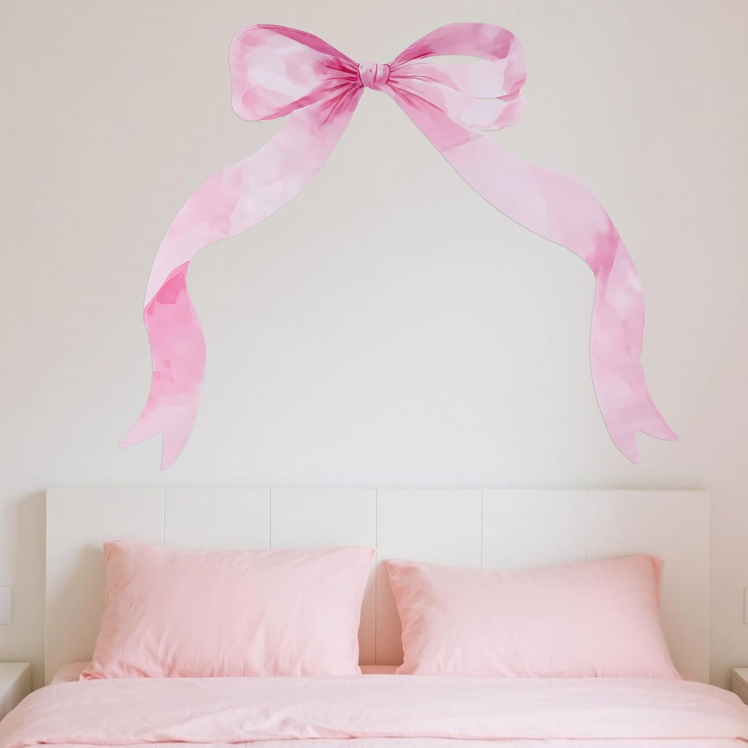 Large Bow Tie Wall Sticker, 27.2X19.7 Inch Bow Wall Decor Pink Bowknot Bedroom Decals Sweet Aesthetic Decoration for Bedroom Nursery Office Pink Theme Party image number 6