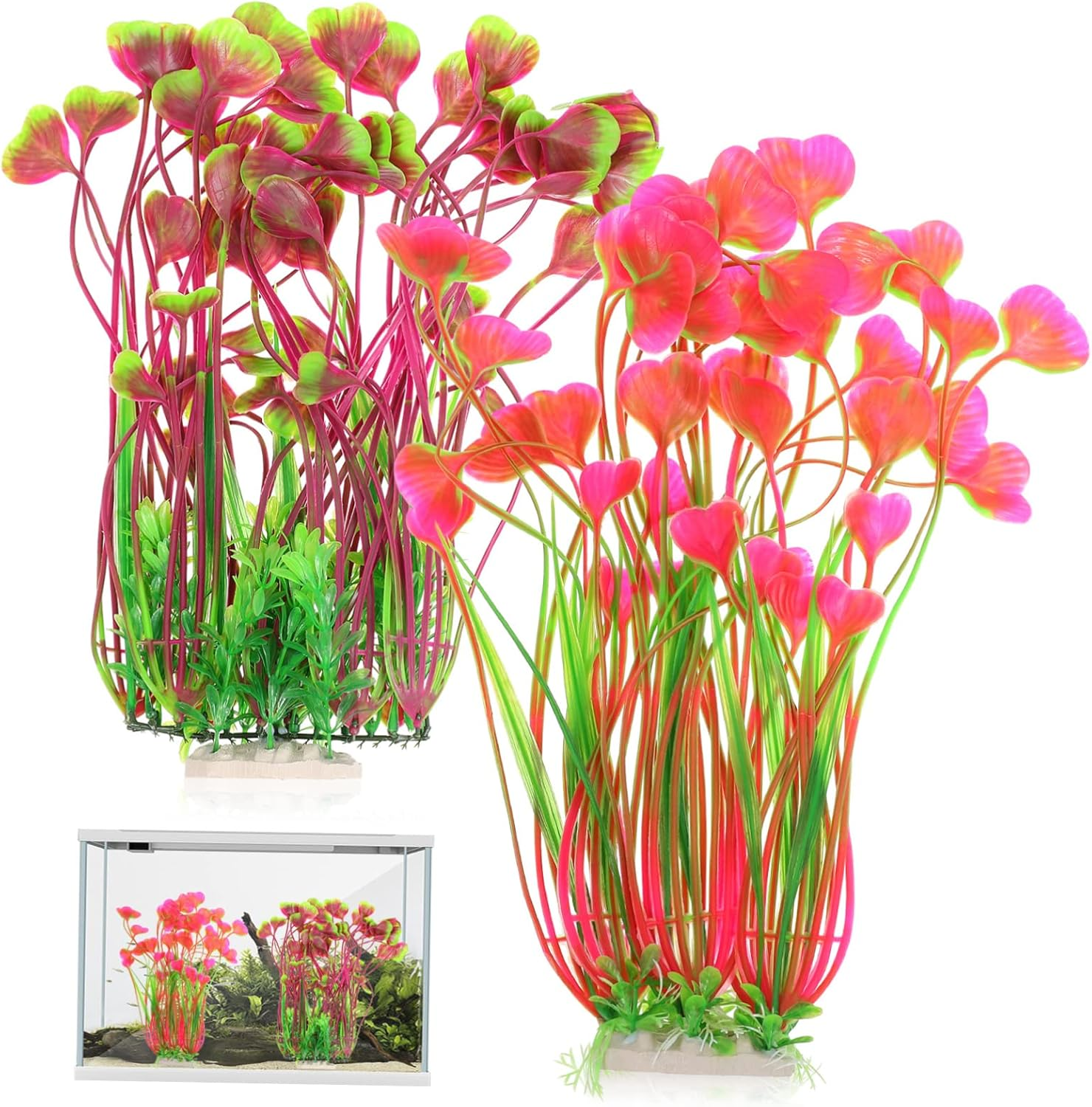 HAPINARY 2Pcs Fake Grass Decor Fish Tank Landscape Prop Aquarium Plants Plastic Safe for Pets Fish Tank Decors image number 6