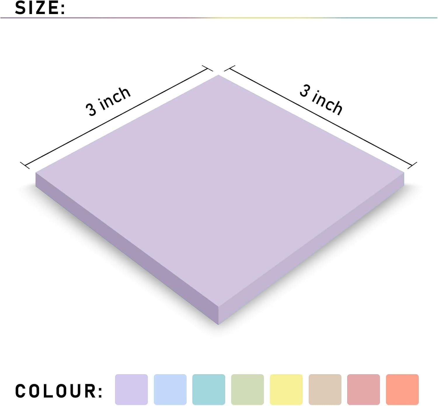 8 Pads Sticky Notes 3X3 Inches,Bright Colors Self-Stick Pads, Solid Color Premium Sticky Pads,Easy to Post for Home, Office,School, Notebook, 50 Sheets/Pad-Light Color - Bright Color image number 7