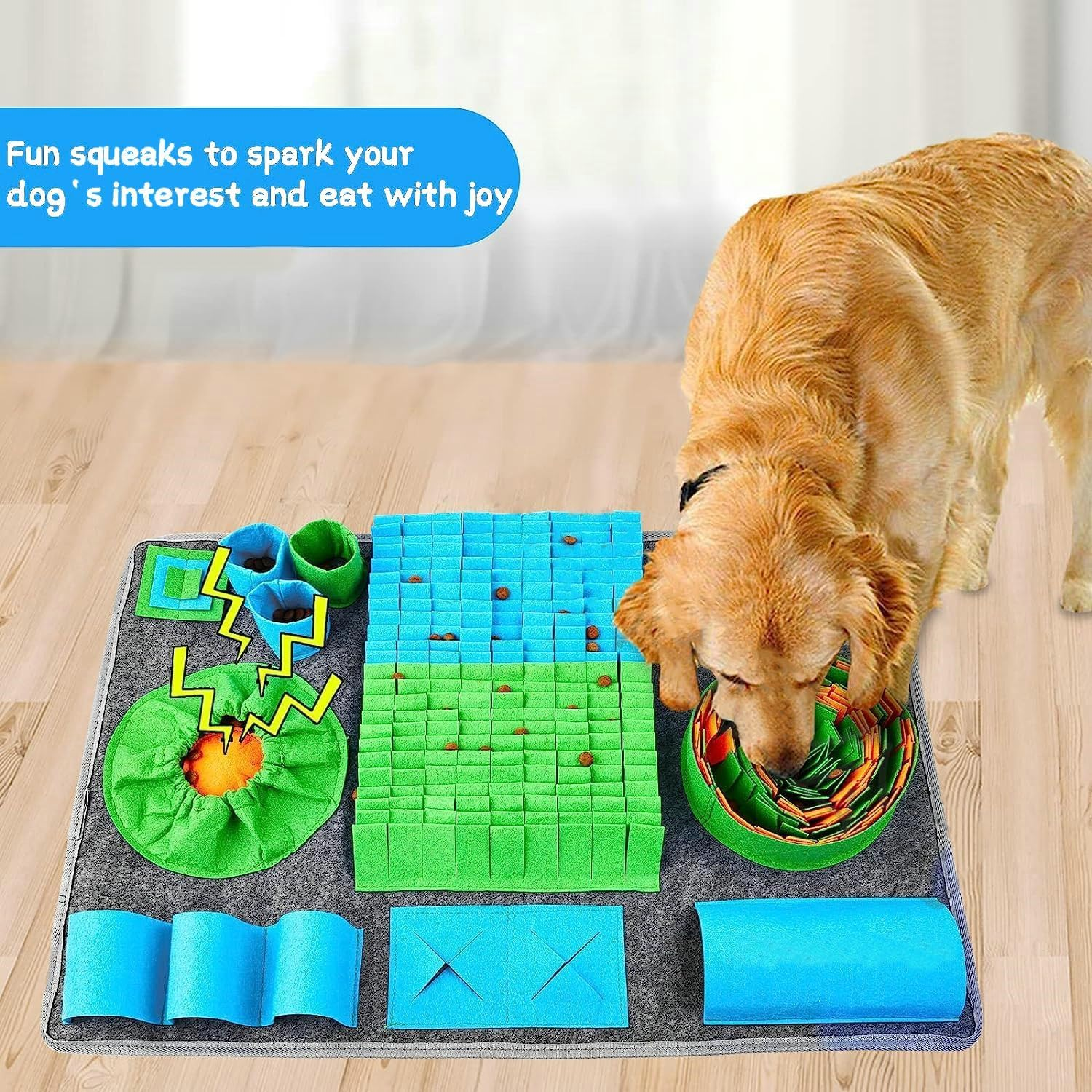 Bytebliss Snuffle Mat for Dogs, Interactive Feeding Game for Boredom and Mental Stimulation, Sniff Mat Helps Small Dogs and Cats Slow Eating and Keep Busy image number 3