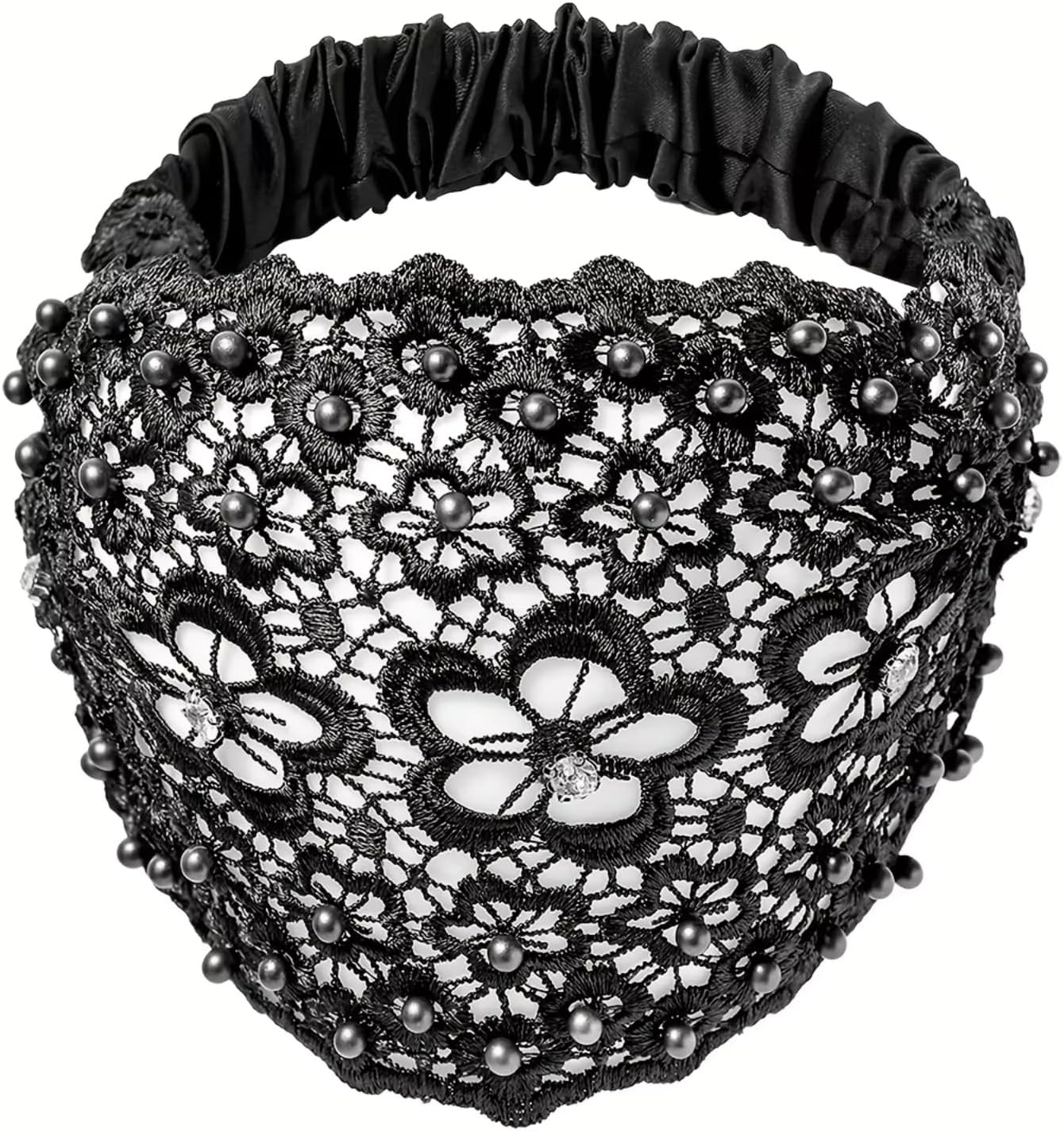 Lace Headbands for Women, Lace Pearl Hollow Elastic Headbands Bohemian Hair Bands Summer Hair Accessories for Women Girls Yoga, Working Out, Gym, Running(3 Colors) image number 6