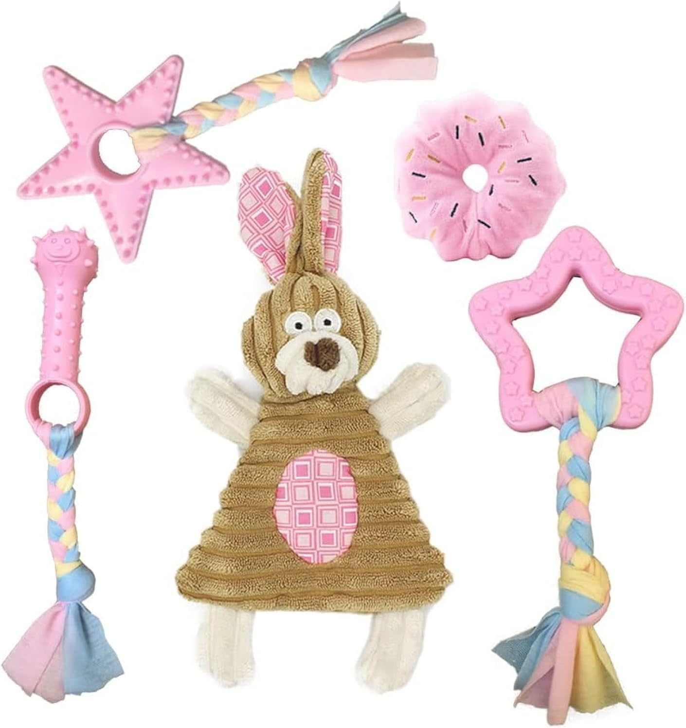 Puppy Toys for Teething, Puppy Chew Toys for Small Dogs, Crinkle Dog Toys Small Breed Boredom and Stimulating, Dog Toys for Small Dogs, Pink, 5-Pack image number 5