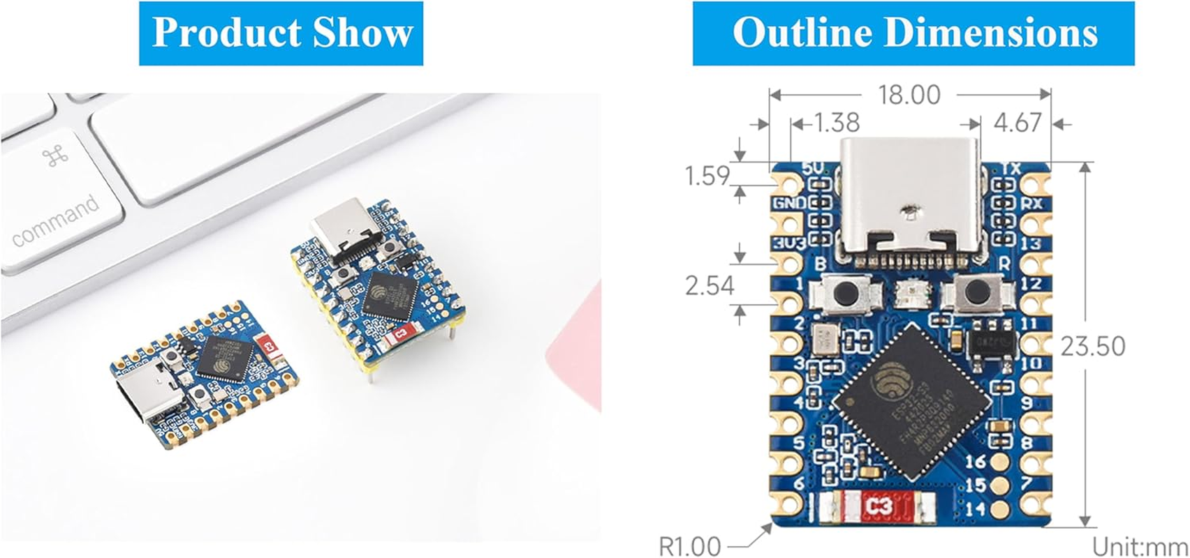 ESP32-S3 Mini Development Board, Based on ESP32-S3FH4R2 Dual-Core Processor, 240Mhz Running Frequency, Support 2.4Ghz Wi-Fi & Bluetooth 5, Onboard 4MB Flash Memory/2Mb PSRAM-(3PCS) image number 4