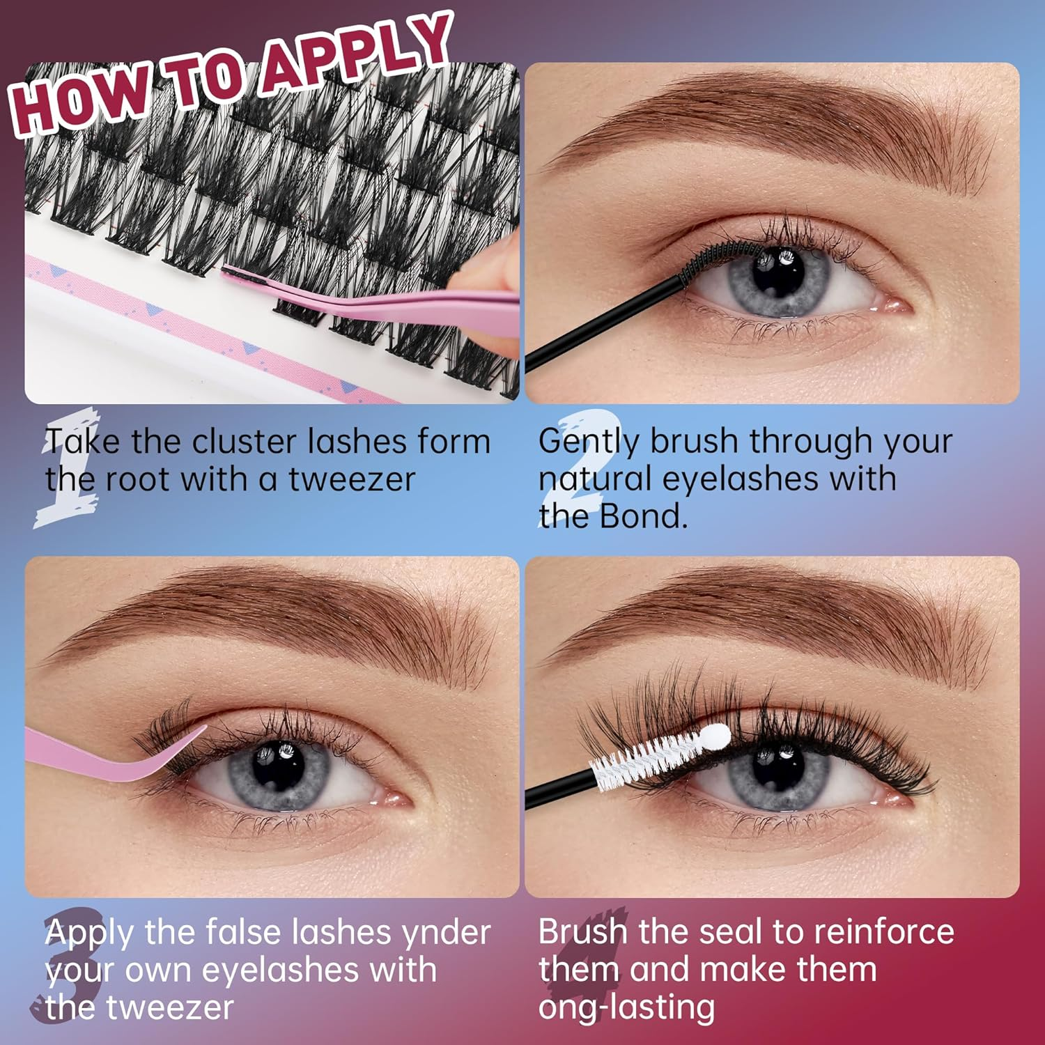 Mayhug Lash Clusters Kit Natural Cluster Lashes Wispy Mix 8-16Mm Eyelash Clusters 144Pcs Individual Lashes D Curl, 0.05 Super Thin Band DIY Cluster Eyelash Extensions(Silkmist Kit) image number 4