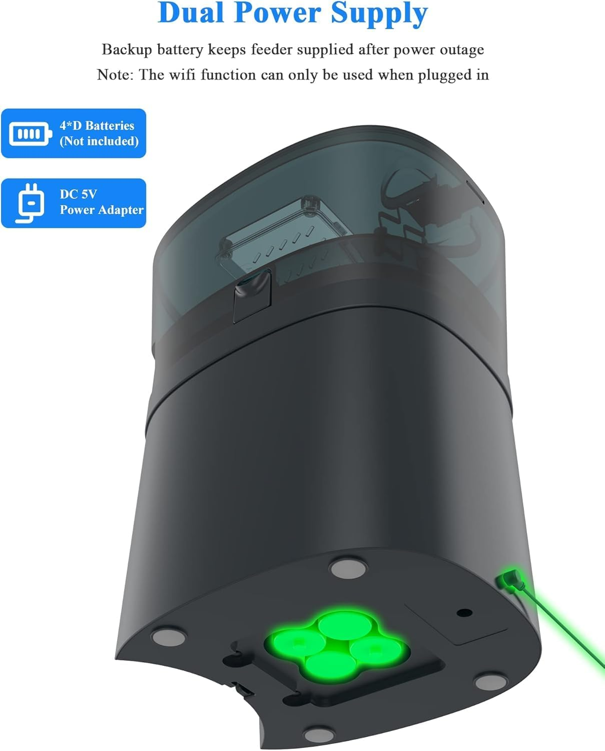 Honeyguaridan Automatic Cat Feeder, 2 Bowls, 4.5 L Cat Food, Automatic Feeder with Timer (Blue) image number 6