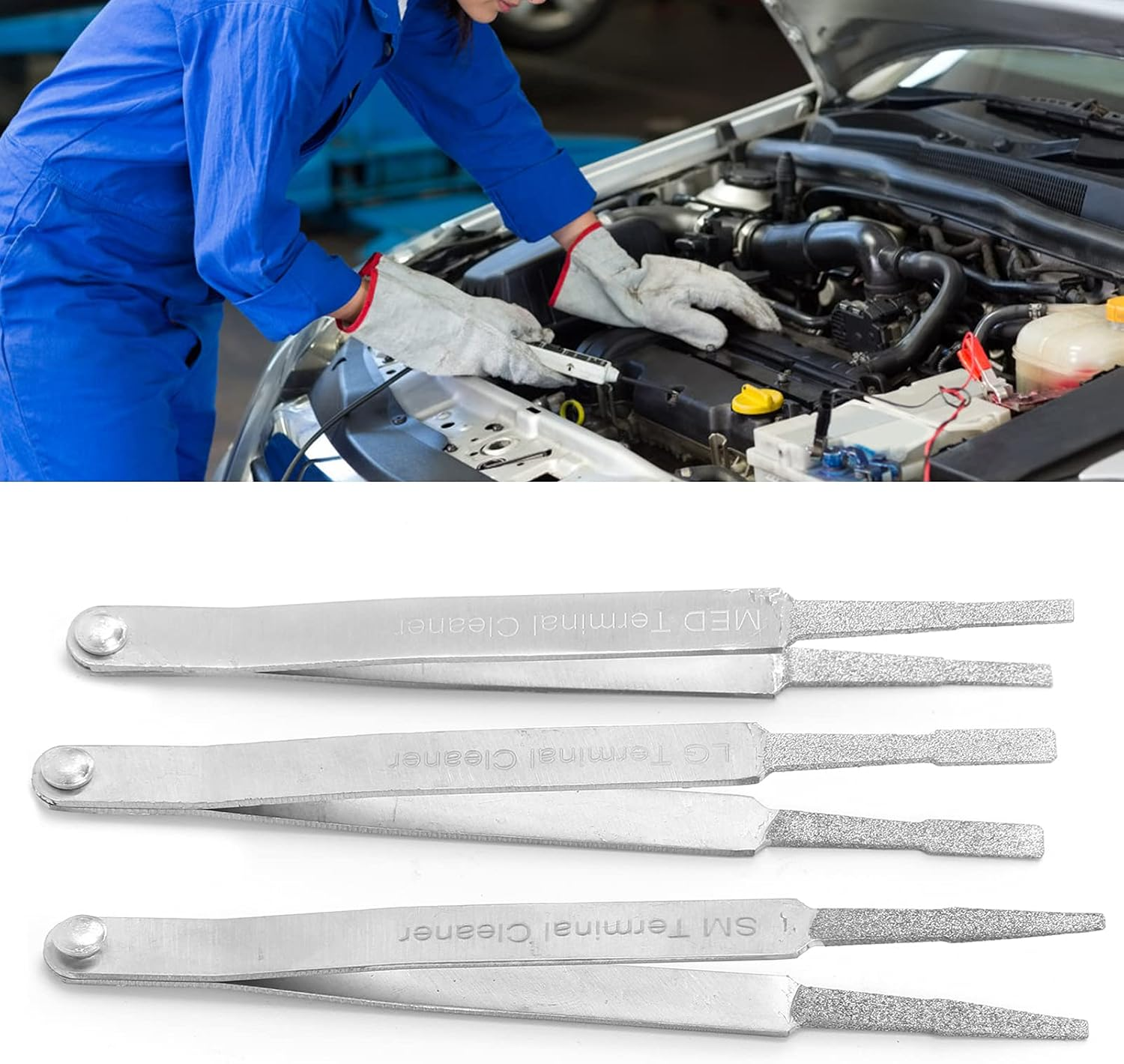 Electrical Terminal Cleaner Kit, Electrical Connector Tweezer, Auto Repairing Hardware Tool, Metal Terminal Cleaner Set for Small Electrical Spade Pin Connector (3PCS)