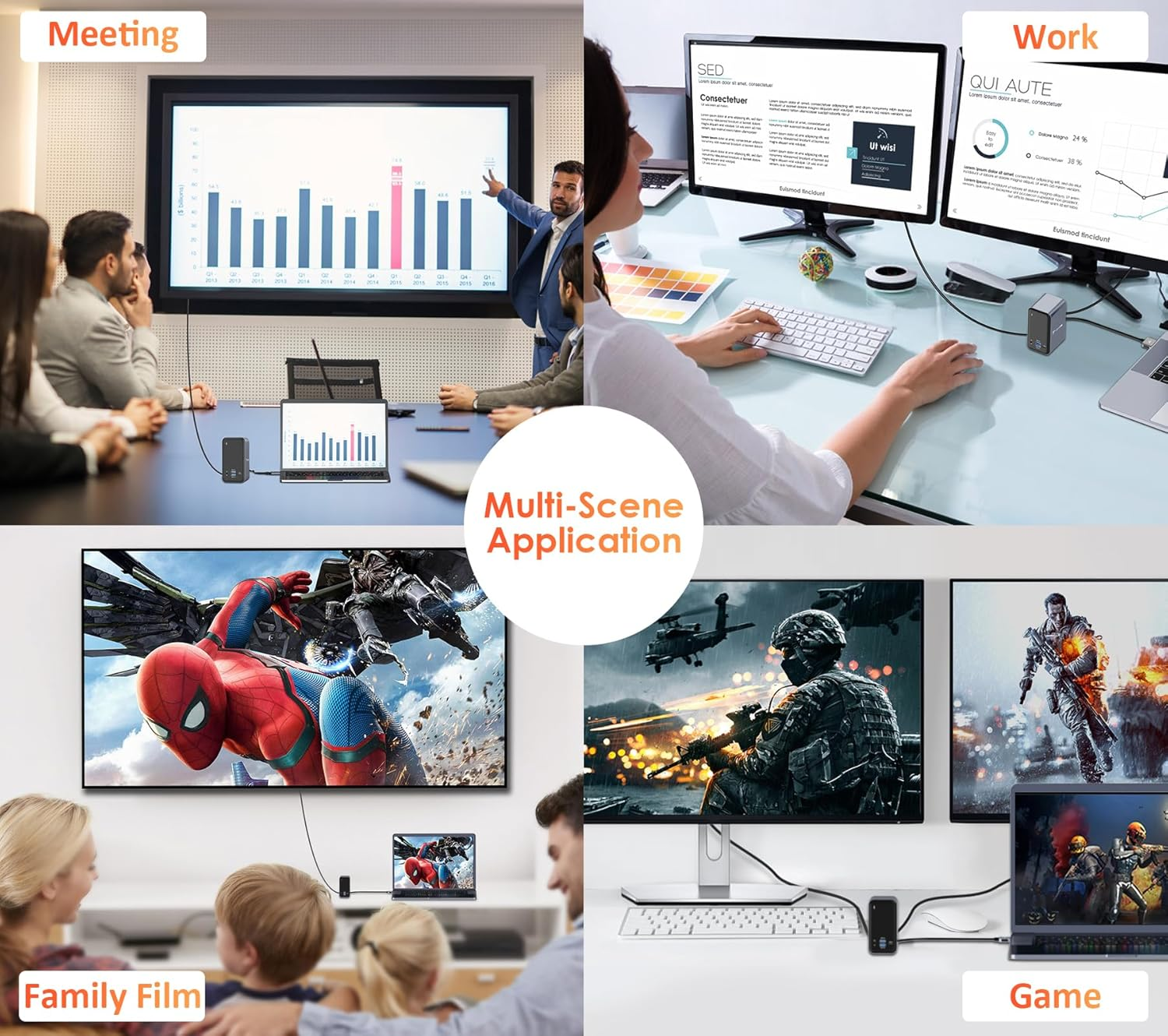 USB C Docking Station Dual Monitor for Macbook Pro, 15 in 2 USB C Laptop Docking Station Dual Monitor HDMI for Macbook Pro/Air with 2 4K HDMI Display, 6 USB A,USB C, Sd&Micro SD,LAN, 87W PD 3.0 image number 5