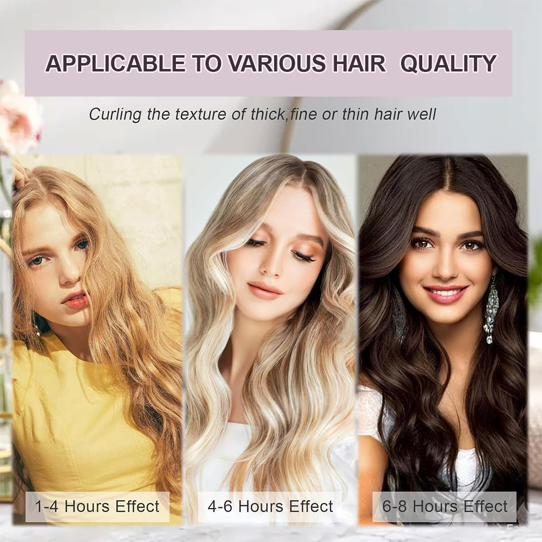 KIRZAX Heatless Curls Band, Pack of 4 Overnight Overnight Blowout, Heatless, DIY Overnight Curls Rubber, Curls Overnight with Hooks, for Medium Long Hair (Black) image number 6