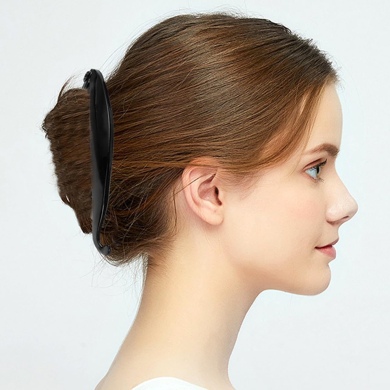 Healvian 6 Pcs Banana Hair Clips for Thick Hair round Hair Ponytail Holder Resin Hair Comb Hair Accessories for Women Girls - Black image number 4