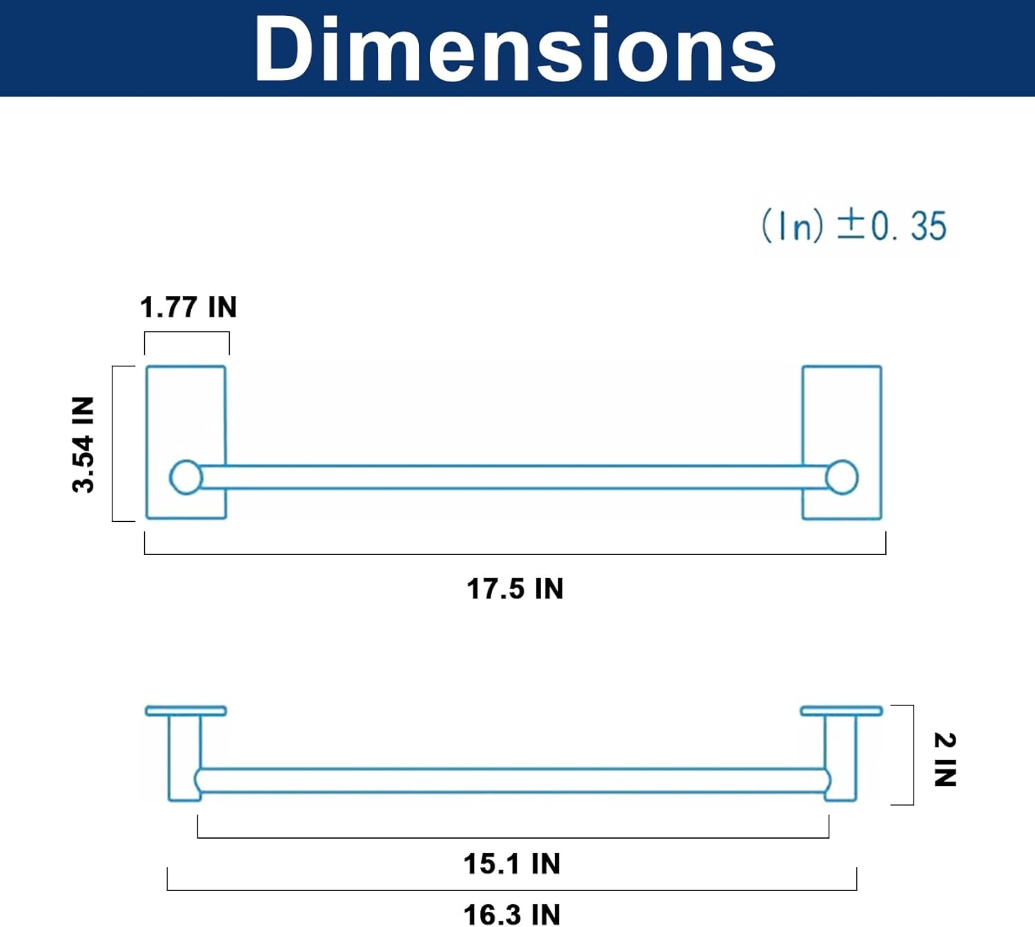 Nearmoon Self Adhesive Bathroom Towel Bar- Stainless Steel Bath Wall Shelf Rack Hanging Towel Stick on Sticky Hanger Contemporary Style, NO Drilling (Matte Black Finish, 16-Inch Towel Rack) image number 6