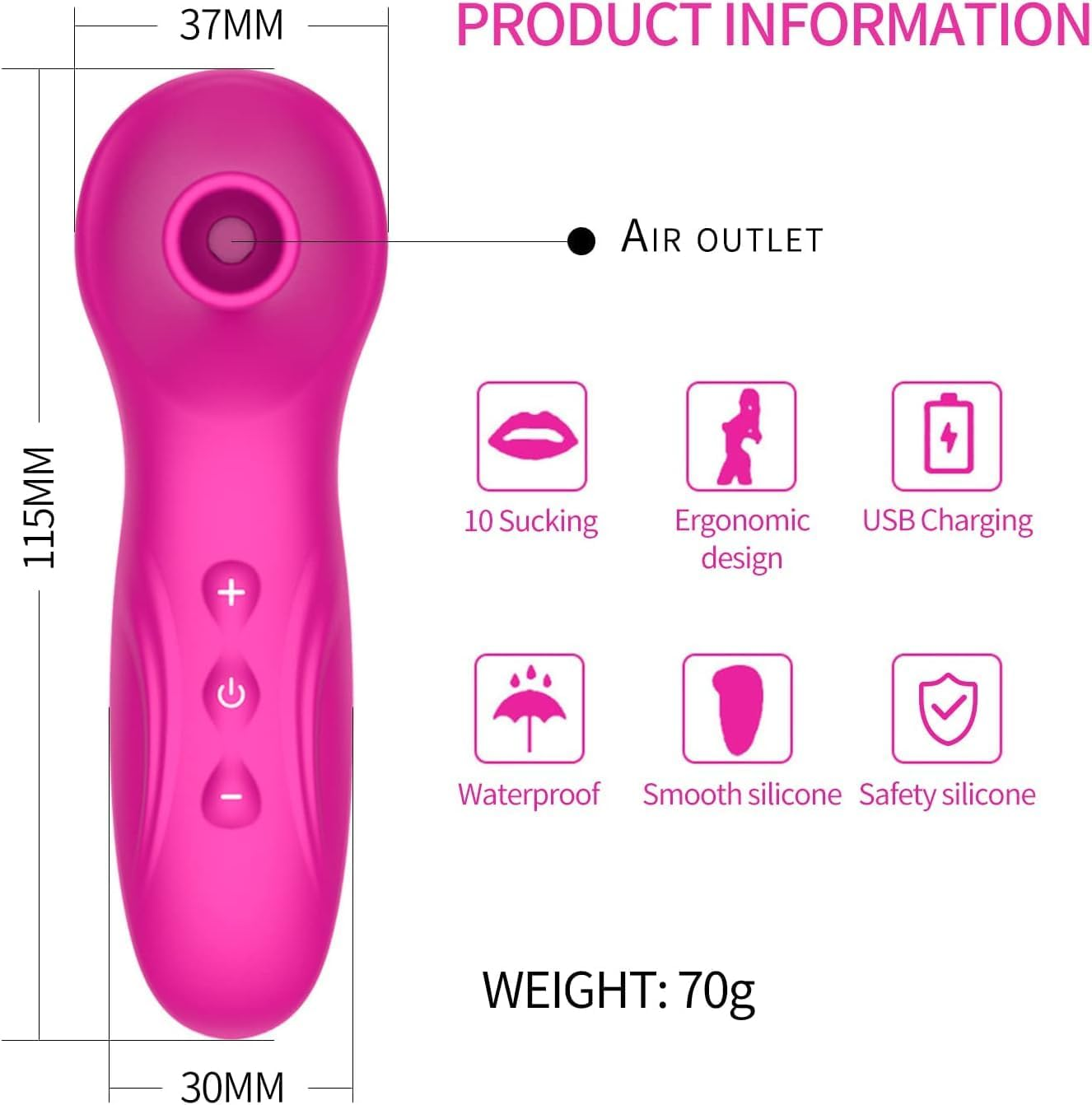 Silicone Waterproof Power Massager, Electric Comfort Toys Ladies Sucking Massager Portable Bed Exercise Tool image number 2