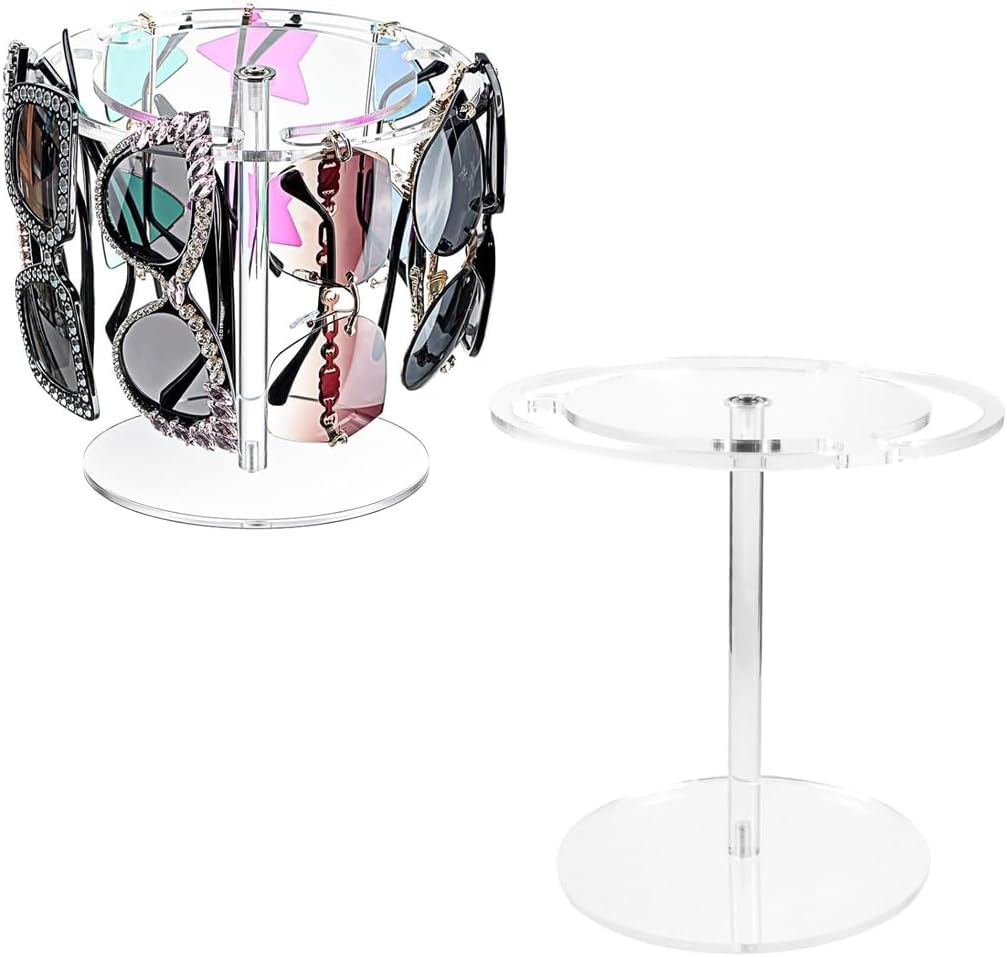 AIMALL Acrylic Glasses Storage Rack, 360 Degree Rotating Eyeglasses Display Shelf, Available in Black and Transparent - Black image number 2