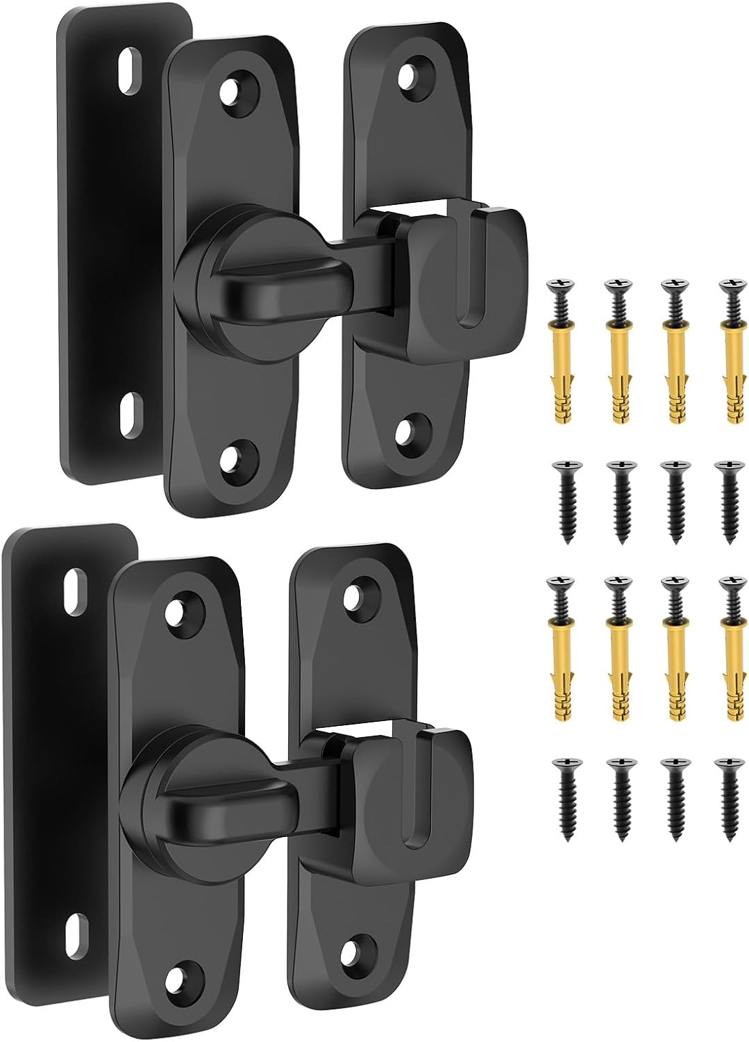 90/180 Degree Flip Barn Door Lock, Protect Privacy - Security Sliding Door Latch, Small Gate Latches Hardware for Barn, Garden, Bathroom, Cabinet, Window (Bronze-1Pc)
