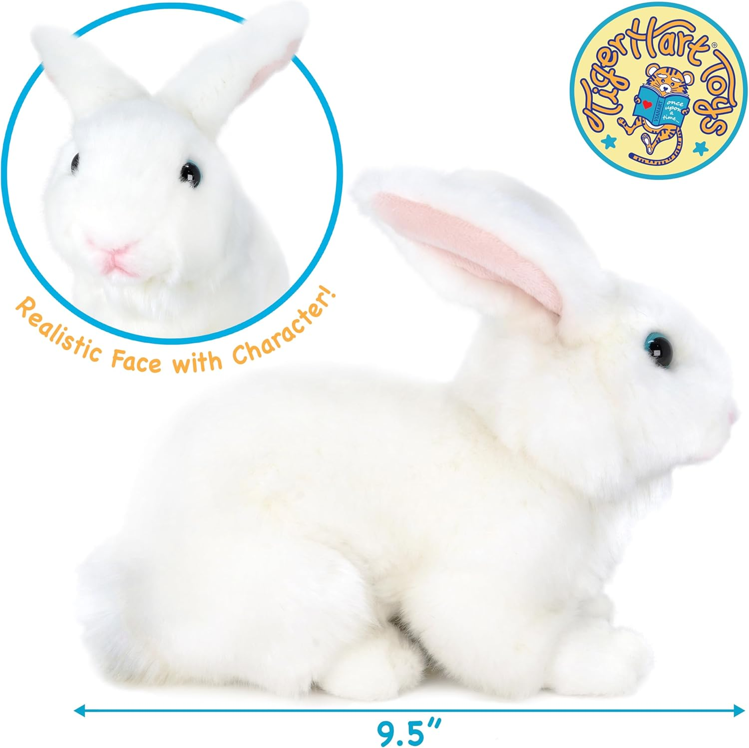 Tigerhart Wren the White Rabbit - 10 Inch Stuffed Animal Plush image number 4