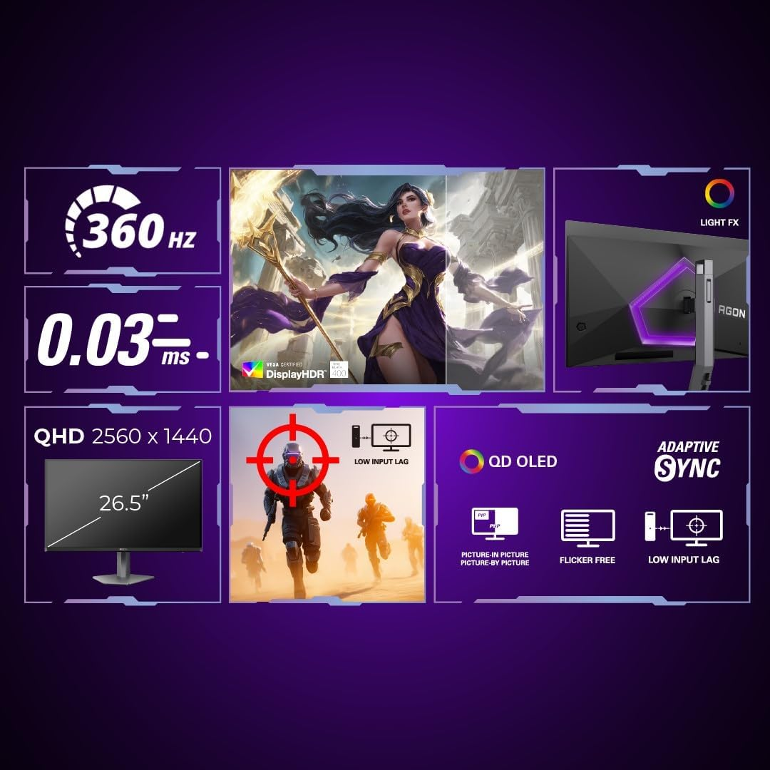 AOC Agon AG276QSD 26.5" QHD QD-OLED Gaming Monitor image number 3