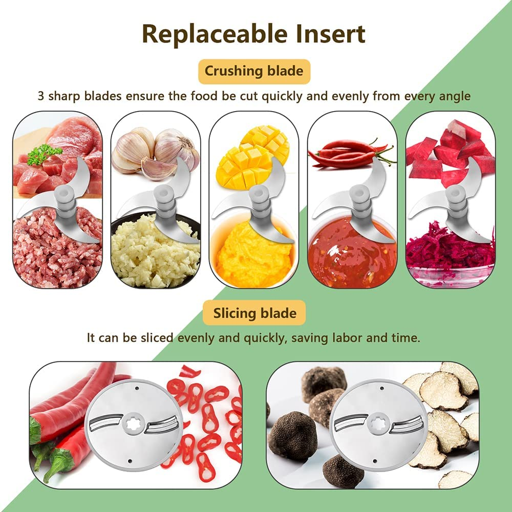 Vegetable Chopper 4 in 1 Handheld Electric Food Chopper Set Wireless Vegetable Cutter Set with USB Powered for Garlic Chili Onion Celery Ginger Meat Green image number 1