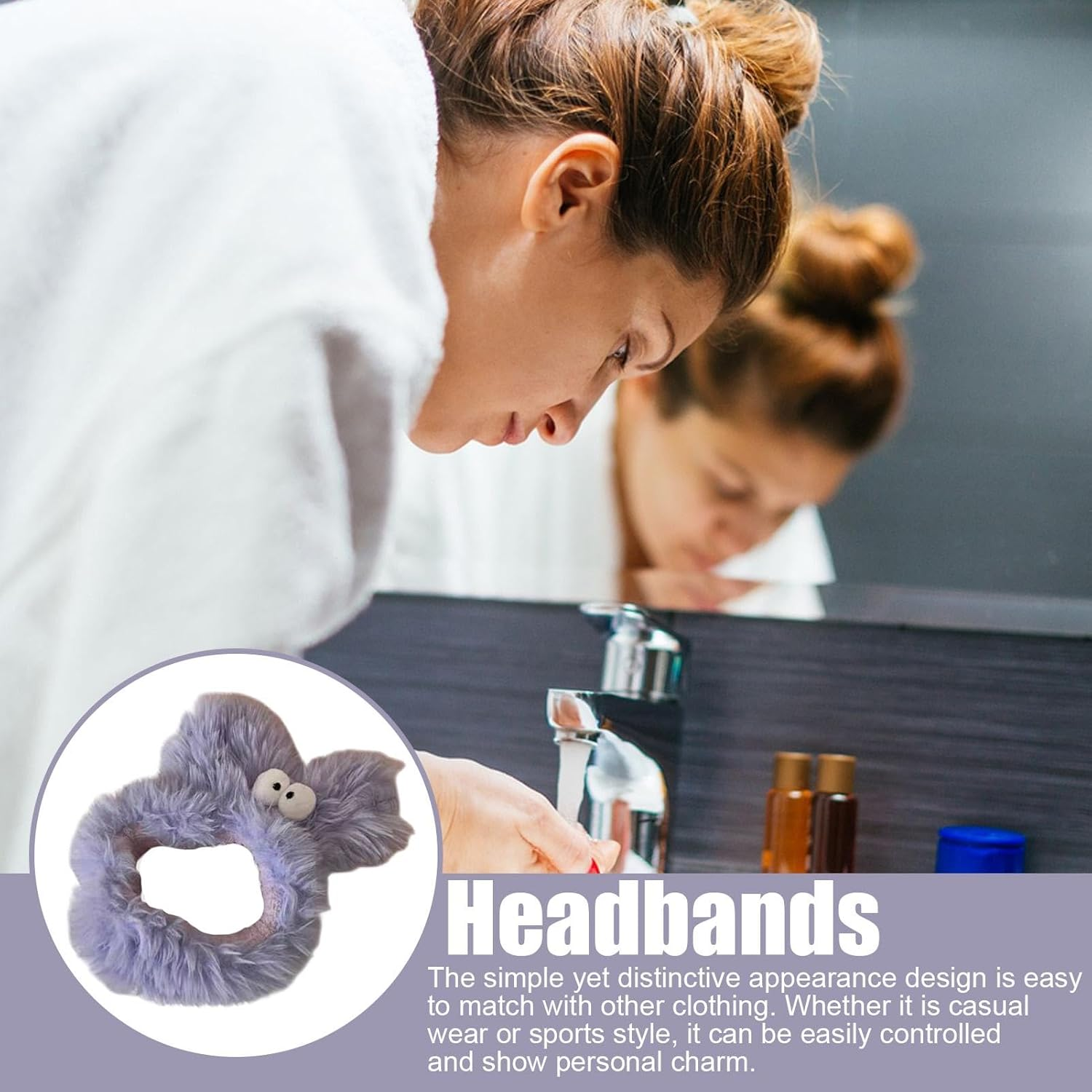 Beauty Headband for Women | Spa Face Wash Hair Bands for Women,Soft Makeup Headband for Makeup, Face Washing, Skin Care, Yoga, and Shower - Blue image number 4