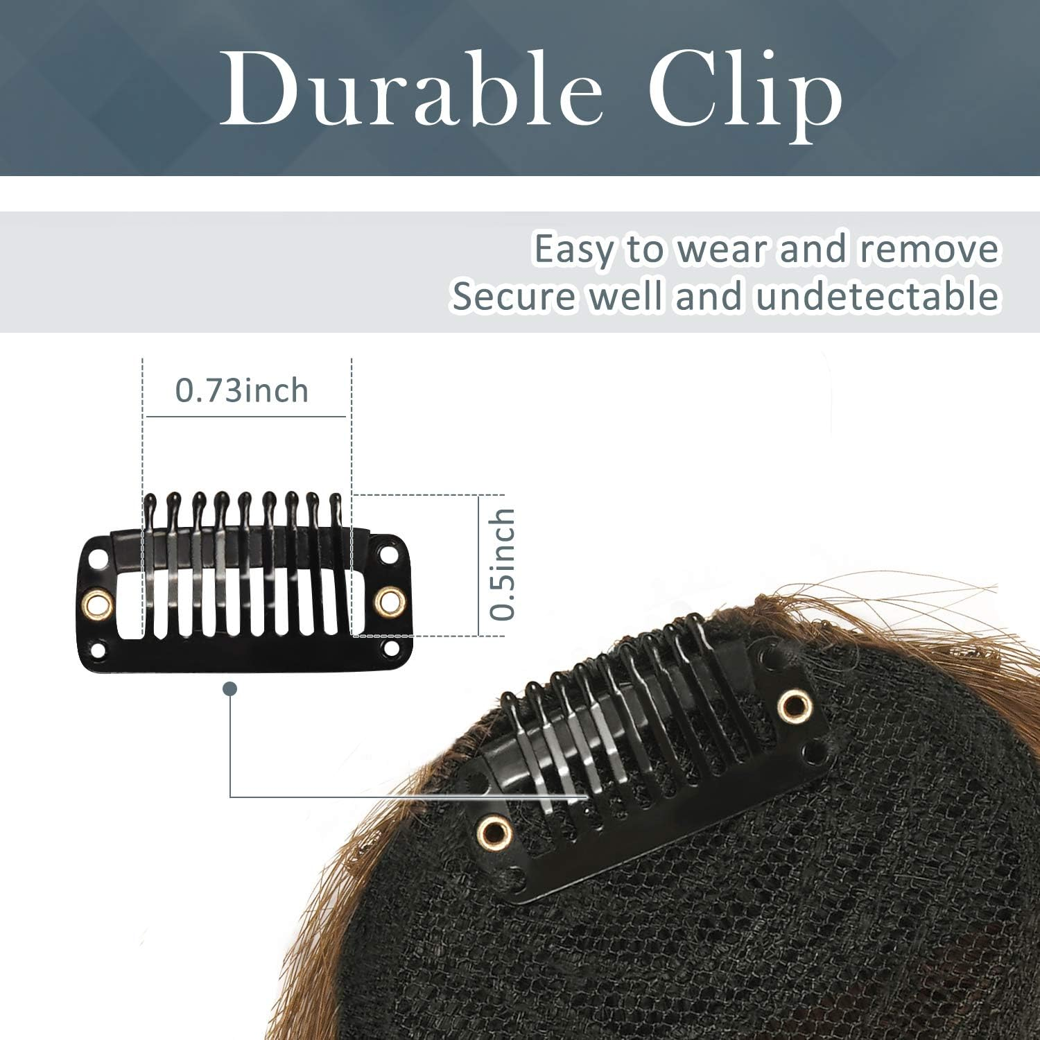 BARSDAR Clip in Bangs, 100% Human Hair Extensions for Women, French Thick Brown Fringe, Real Natural Color Washable - Golden Chestnut Brown image number 6