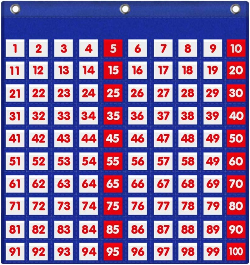 Eamay Hundreds Pocket Chart,With 130 Number Cards, for Teacher Lessons in a Classroom or for Use at Home(100 Pockets) image number 5