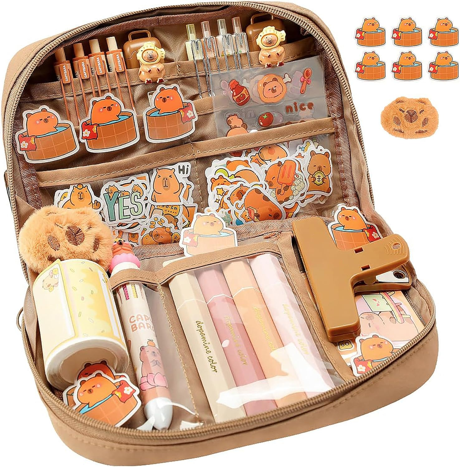 TSWCBYYLB Cute Large Capybara Pencil Case Pouch Stationery Gifts Set for School Supplies image number 4