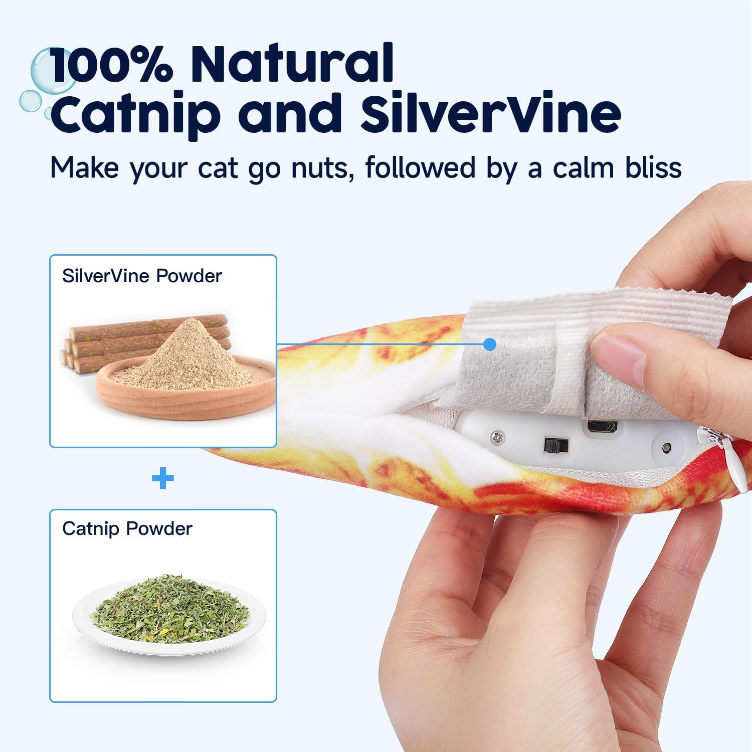 Potaroma Cat Toys Flopping Fish with Silvervine and Catnip, Moving Cat Kicker, Floppy Wiggle Fish for Small Dogs, Motion Kitten Toy Interactive Cat Exercise Toys, Mice Animal Toys 10.5"