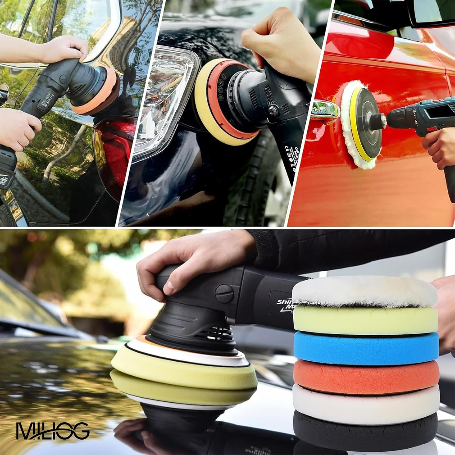 6 Inch Buffing Pads 5-Pack -Heat Dissipation Polishing Pads for Car Buffer | Scratch Free Compound & Wax Application Pads with 6" Backing Plate Compatibility image number 6