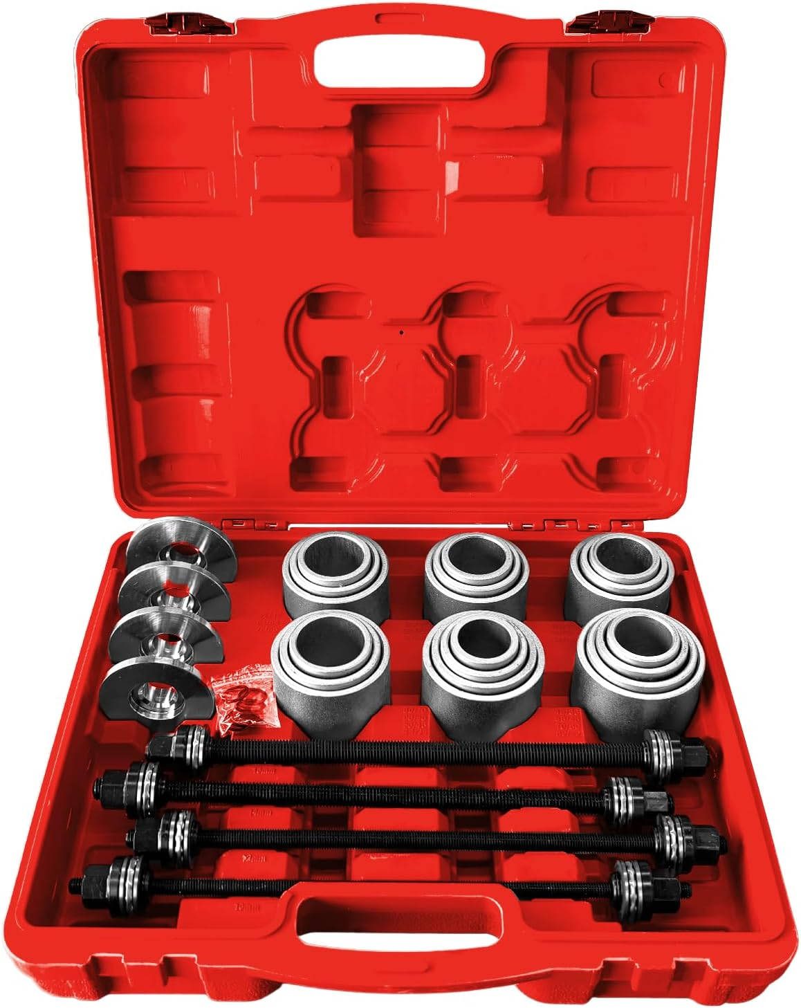 28Pcs Bush Removal Kit Bush Bearing Seals Press Pull Sleeve Tool Kit Set Auto Car Repair Tool Master Press Bearings Bushes Seals Removal Red/Blue (Red)