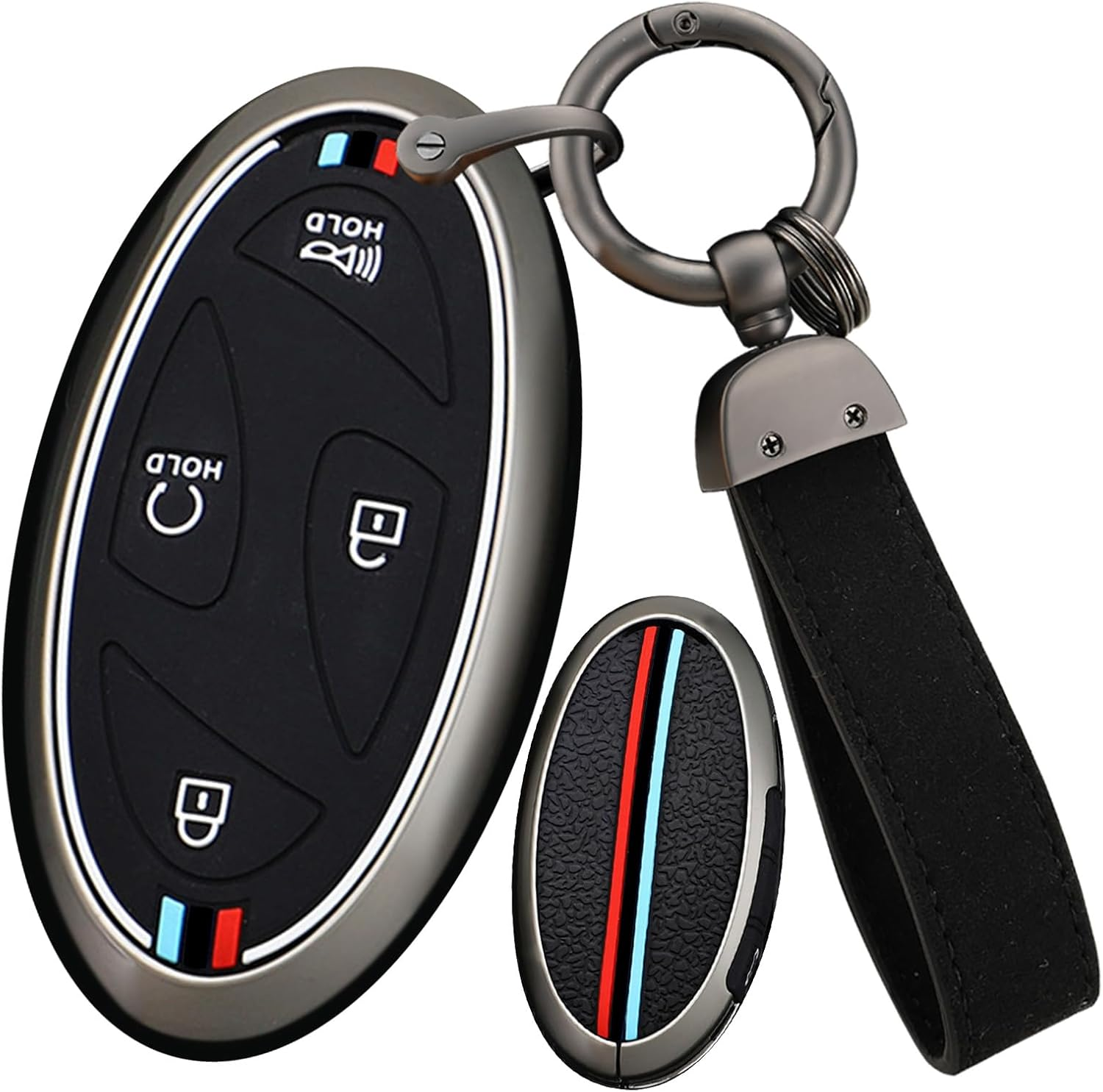 Ontto Key Cover Fit for Hyundai 5-Button Key Fob,Metal Frame Key Shell Soft Silicone Key Case