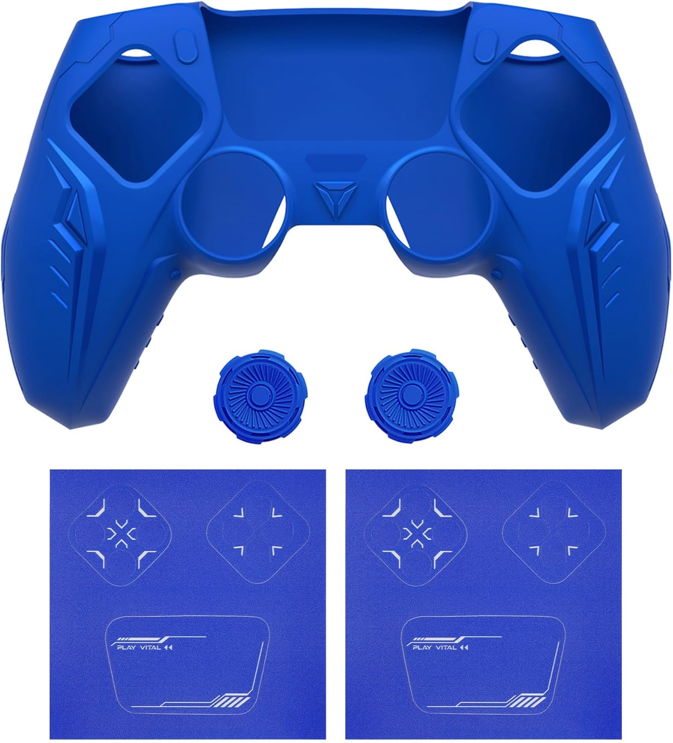 Playvital Silicone Grip Skin for Ps5 Controller - Anti-Slip|Premium Silicone Material|Perfect Fit|Futuristic Cybermech Design|Compatible with Ps5 Official Charging Dock - Blue image number 1