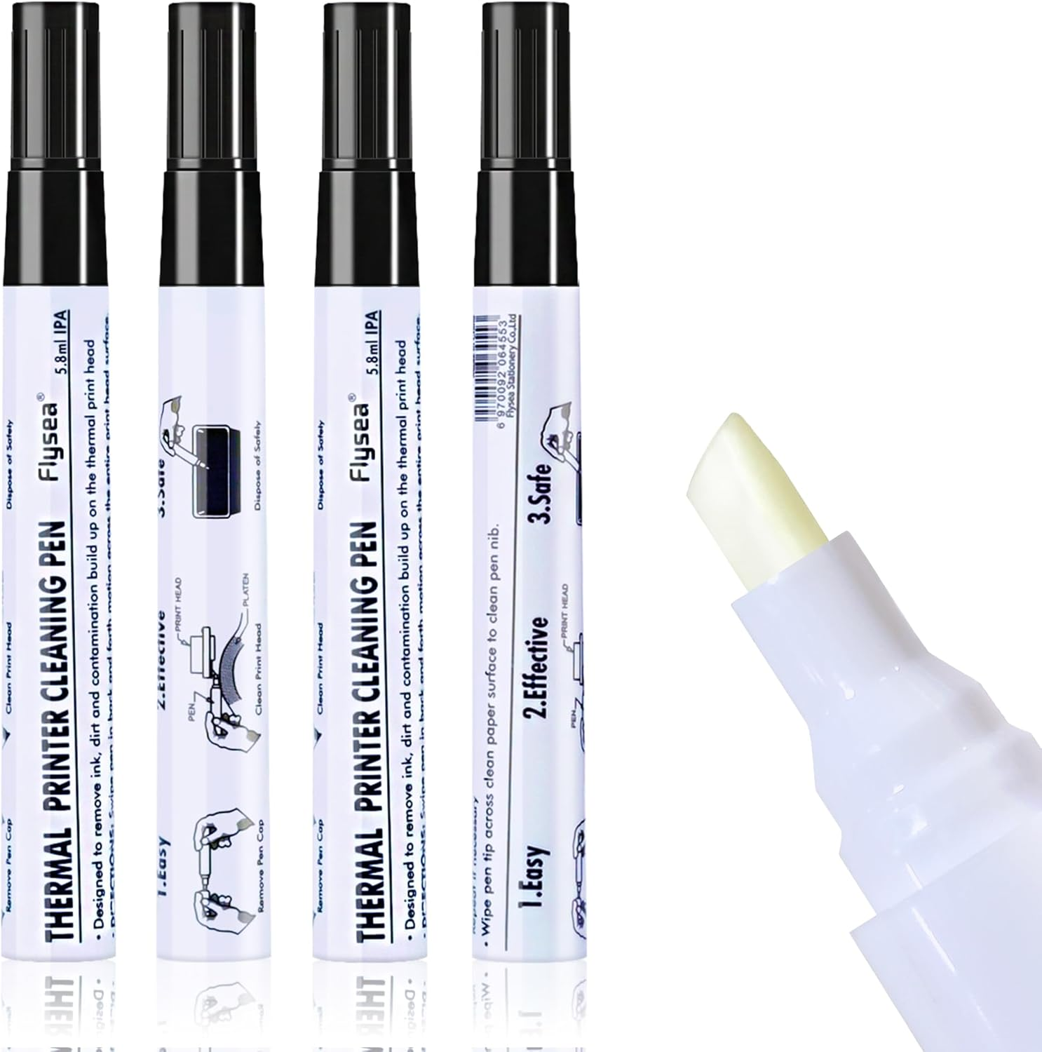 Thermo Printer Printhead Cleaning Pen for Thermal Receipt Shipping Label Compatible with Printers, POS Systems Card Readers Printer Cleaner 4Pcs image number 5