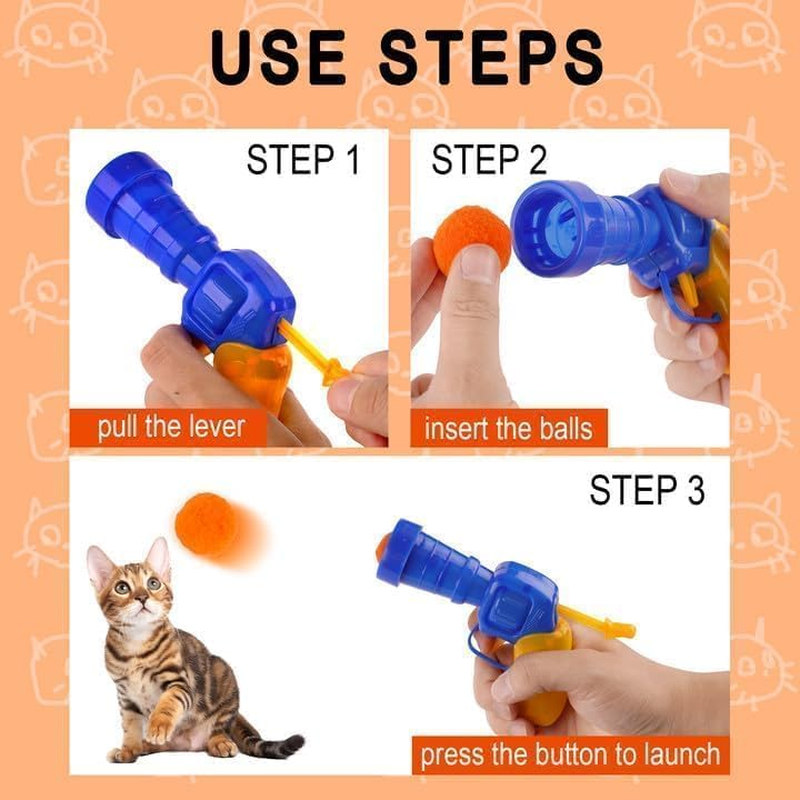 Cat Toy Balls, 100Pcs 1.2Inch Cat Pompom Ball and 1 Cat Ball Toy Launcher, Colorful and Soft Interactive Cat Balls, Active Cat Exercise Toys for Indoor image number 2